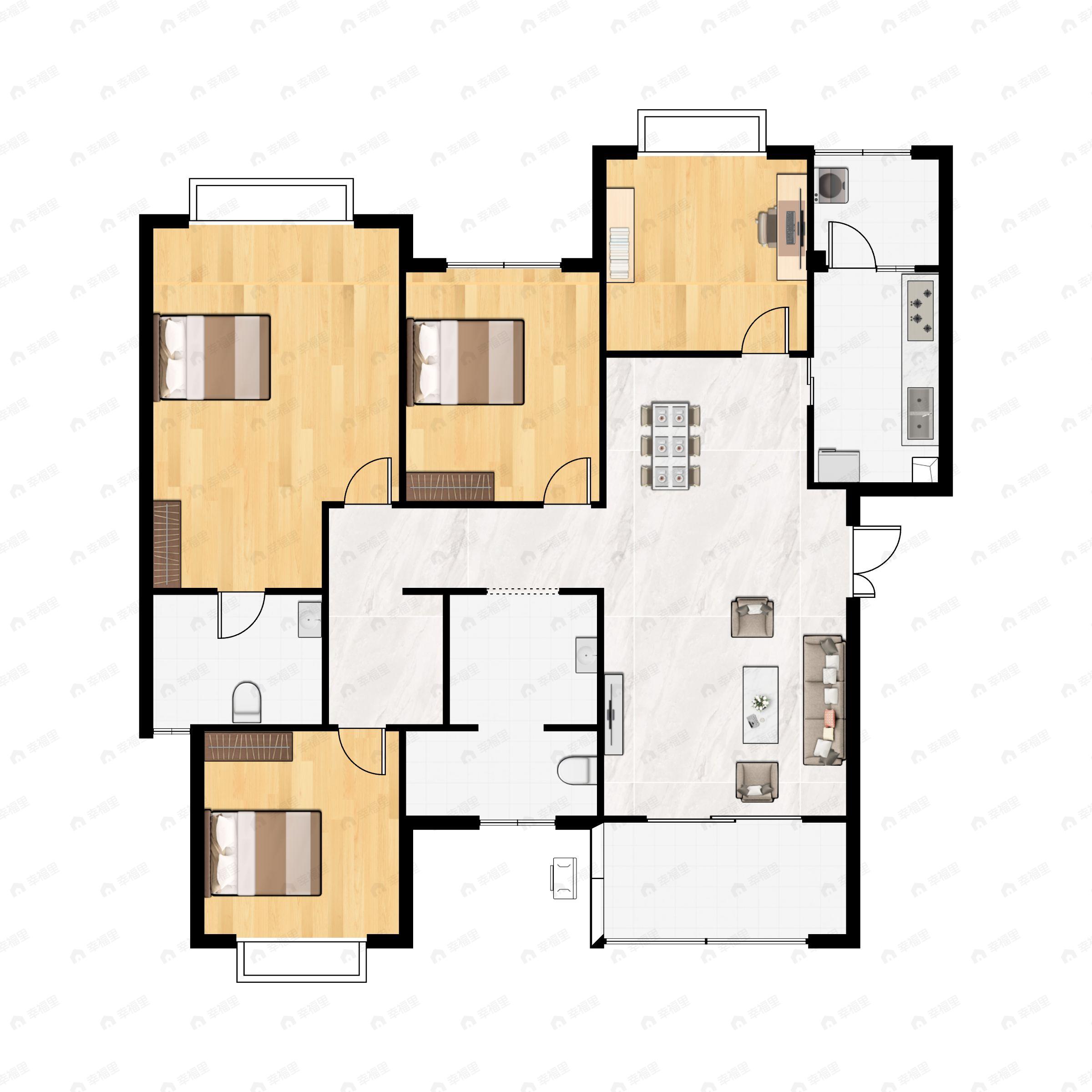 4室2厅2卫建面138平户型图