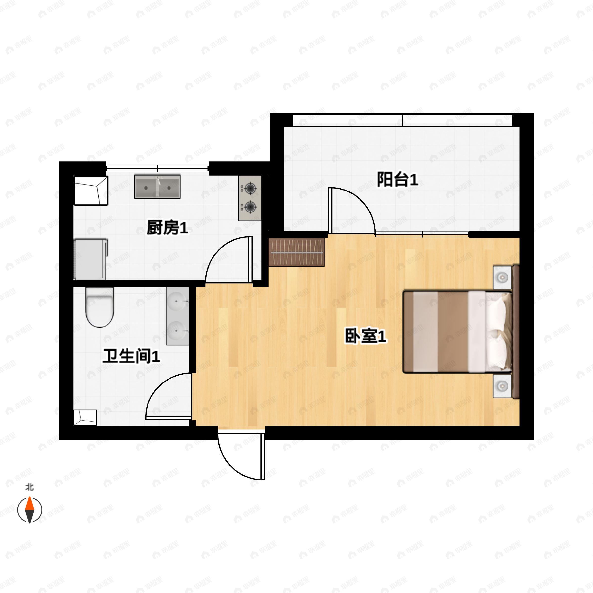 1室1厅1卫建面35平户型图