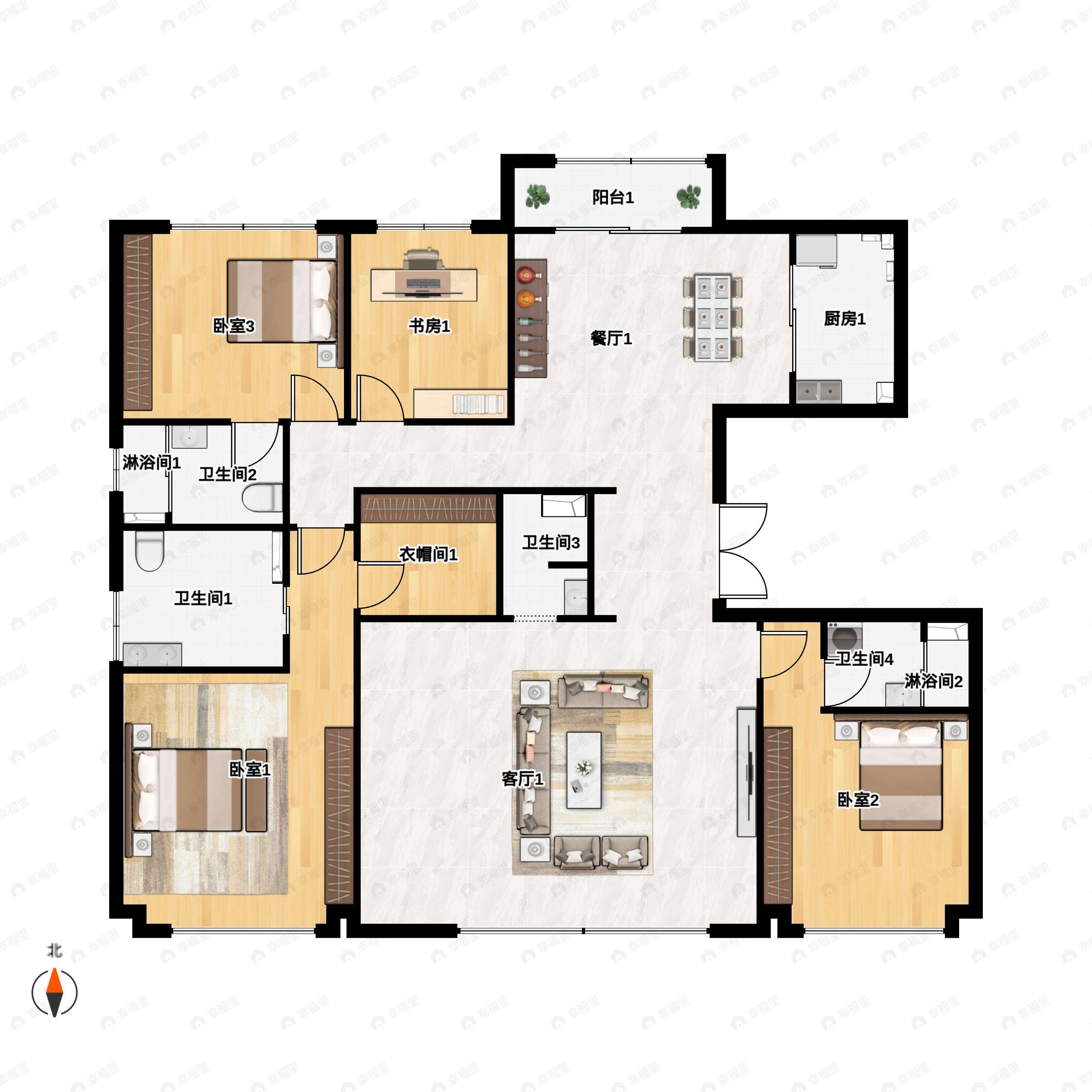 香榭汇沣4室2厅4卫户型图