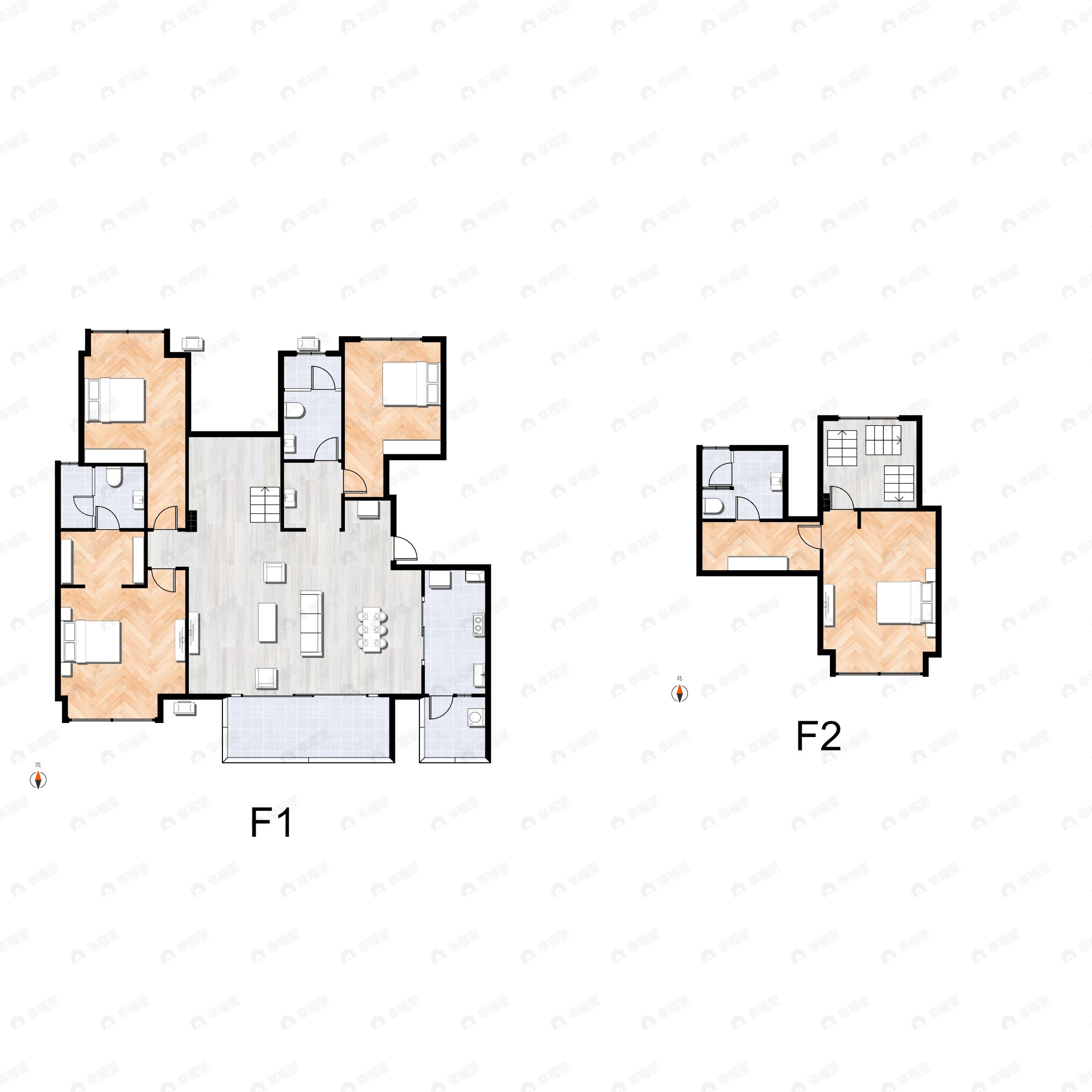 4室2厅3卫建面178平南|西南|西北户型图