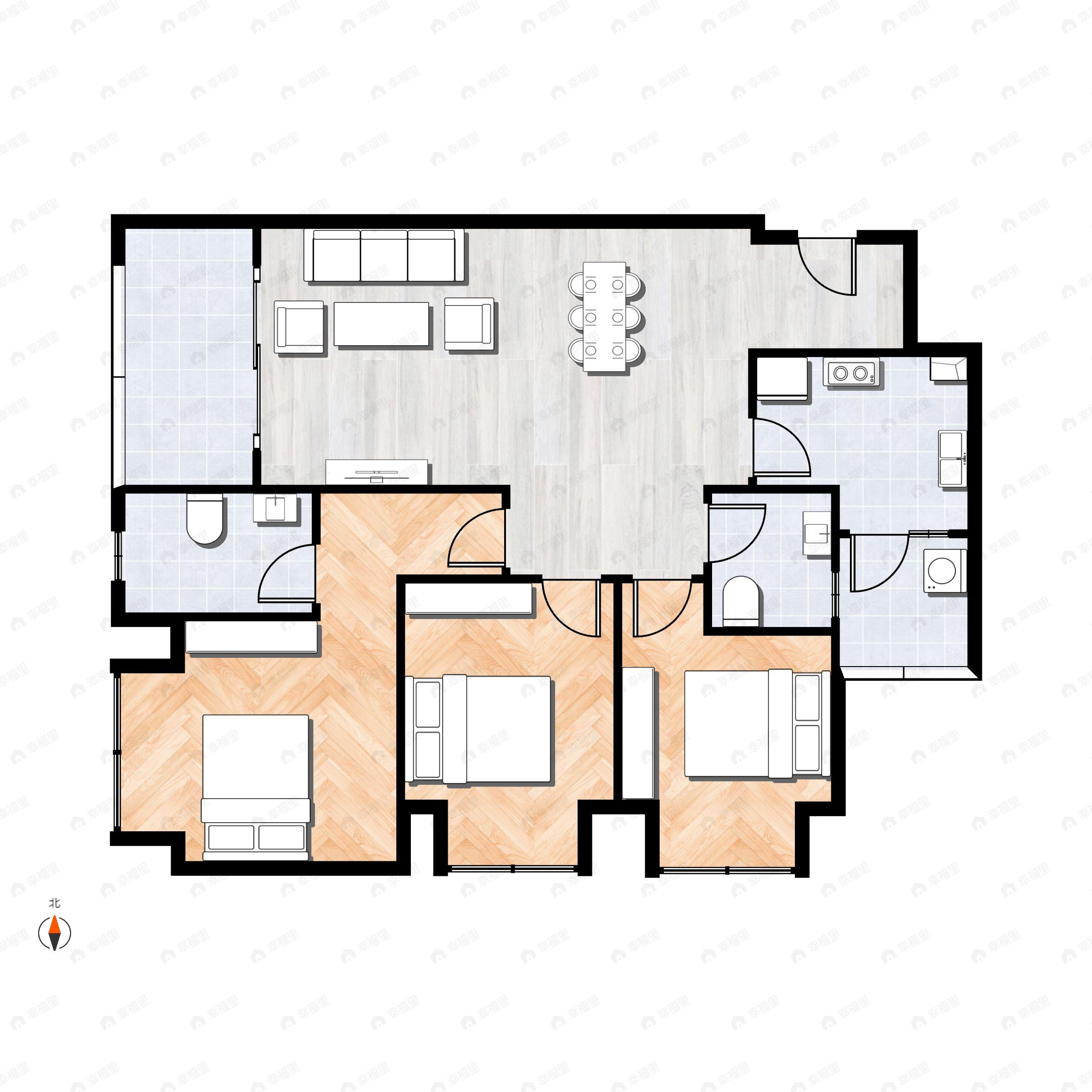 北京城建龙樾生态城3室2厅2卫户型图