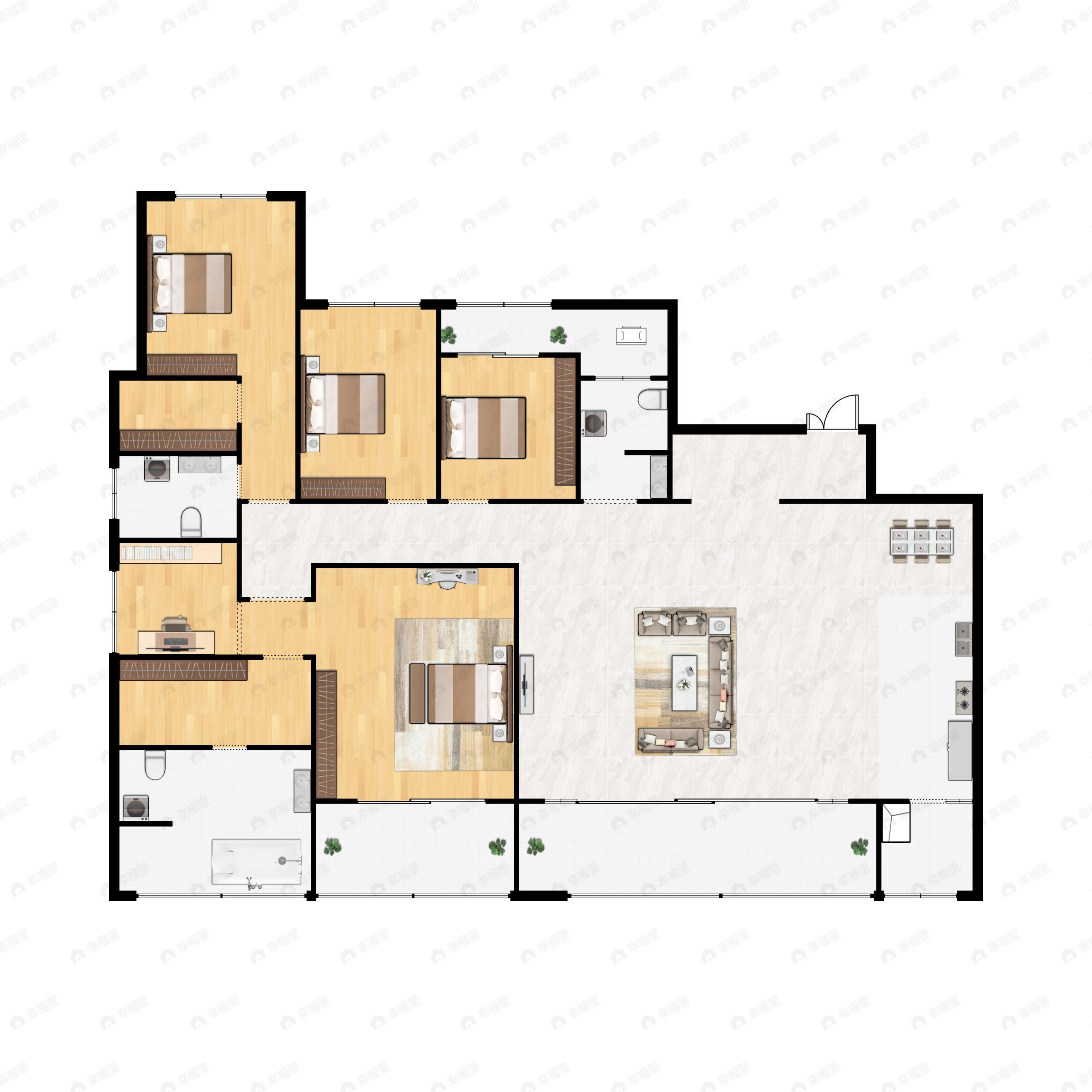 4室2厅3卫建面278m²北户型图