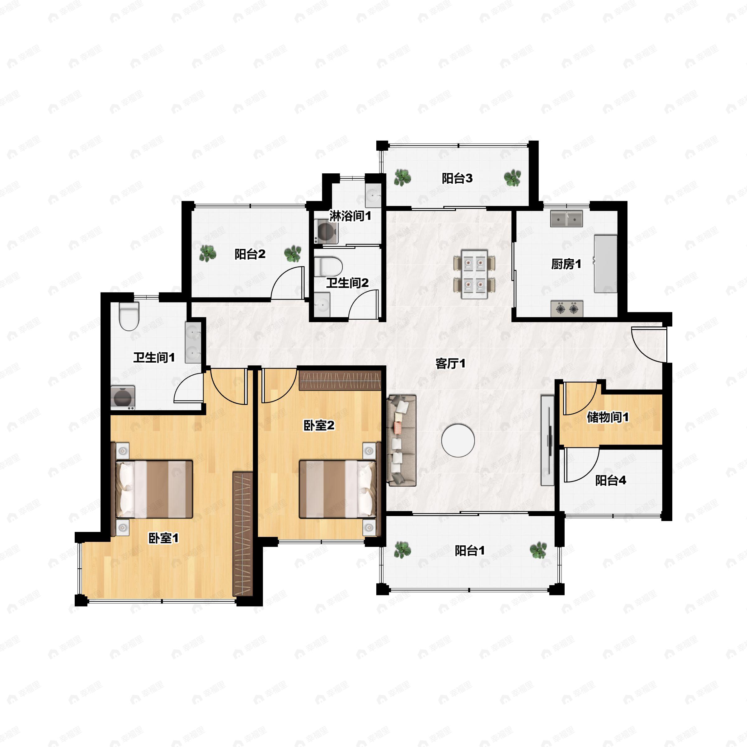 新城·博富领会国际4室2厅2卫户型图