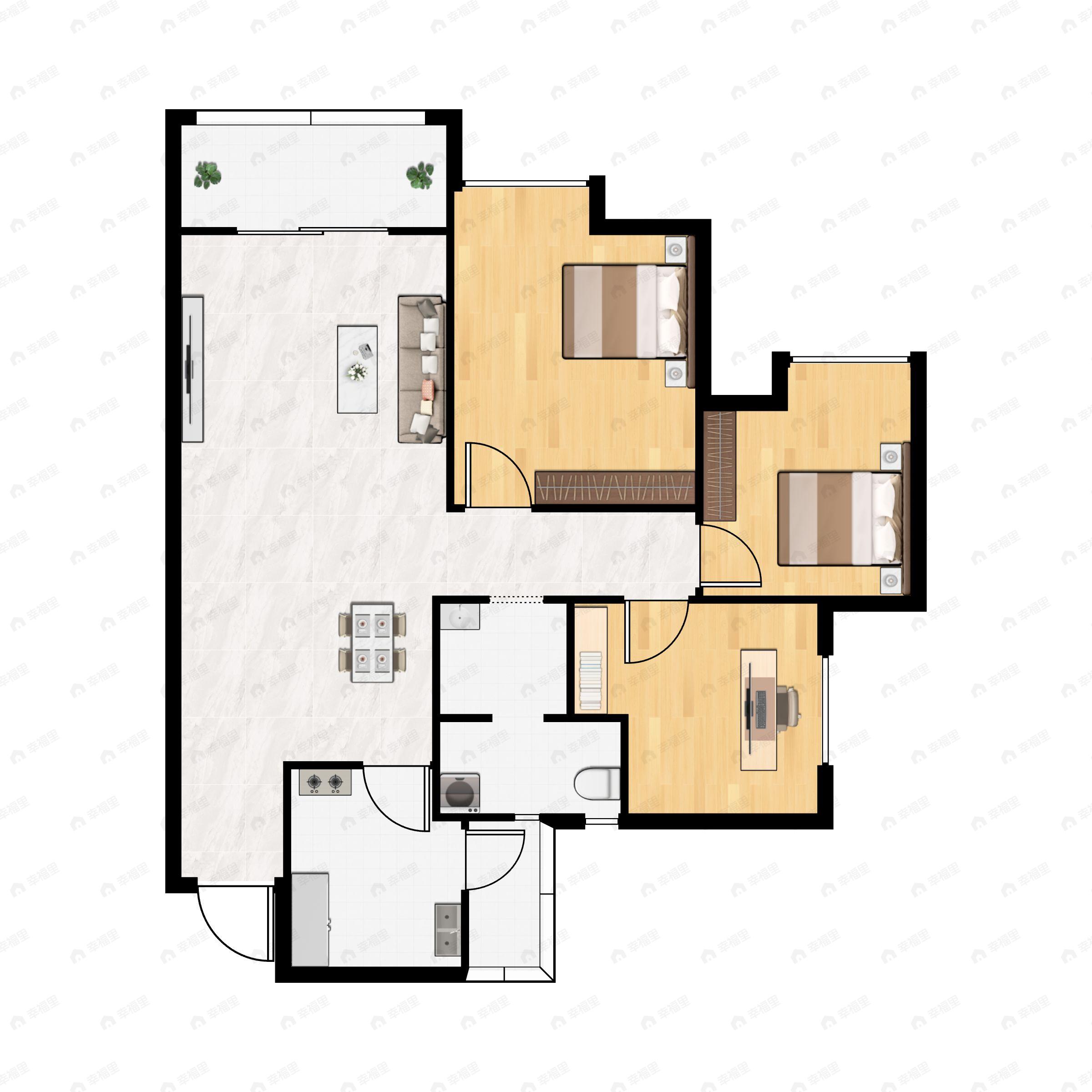 书香华府3室1厅2卫户型图