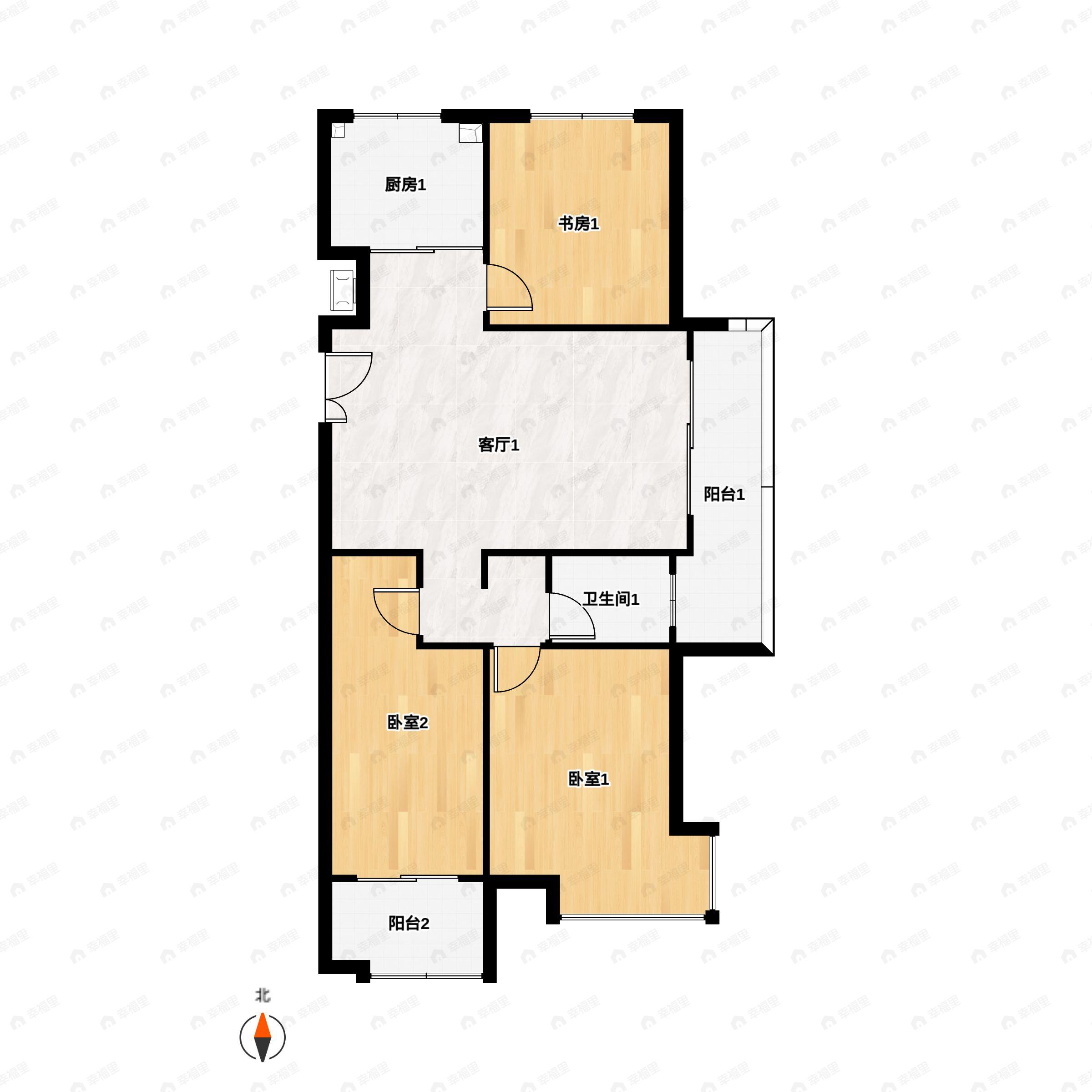 3室2厅1卫建面121平户型图