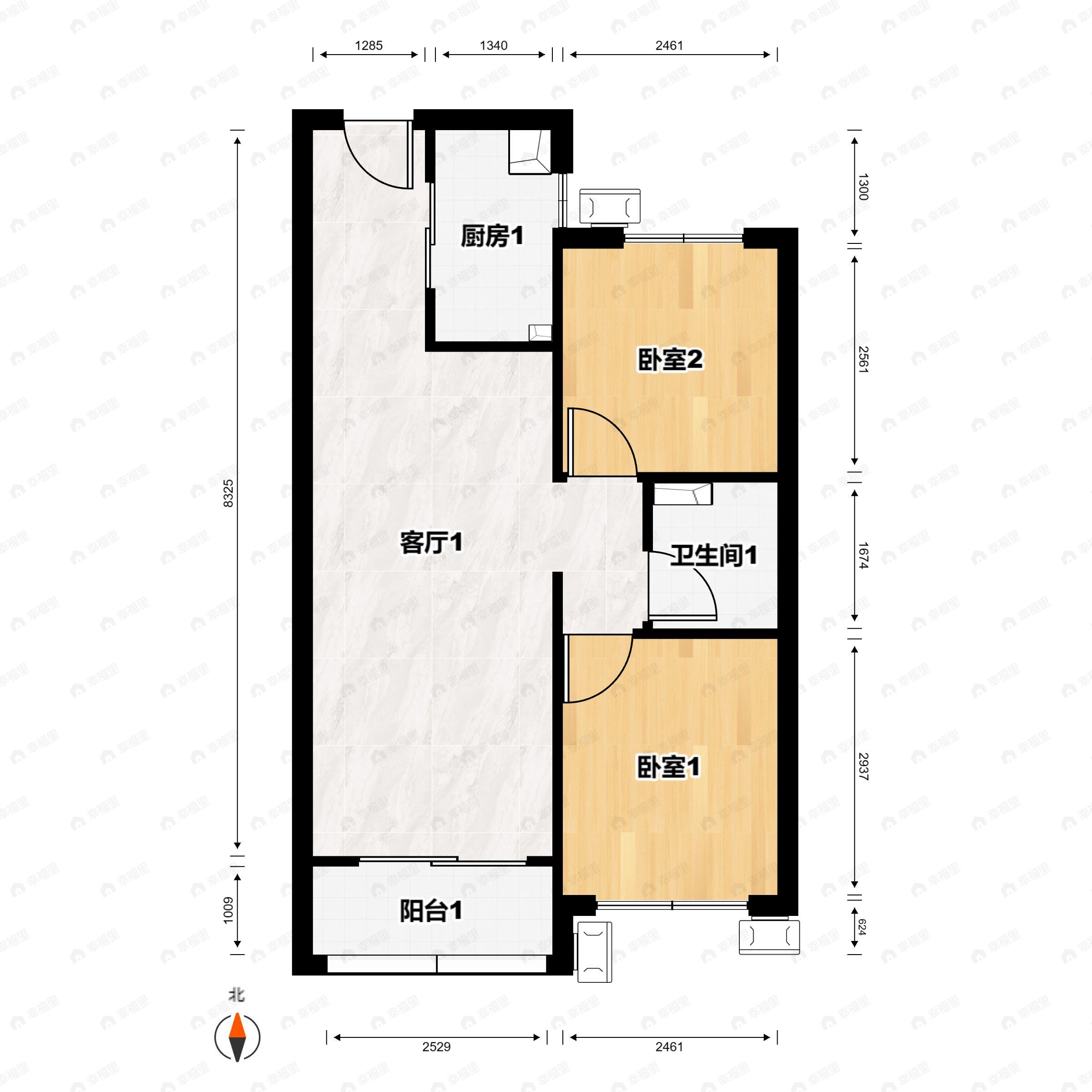 蓝湾玉园2室2厅1卫户型图