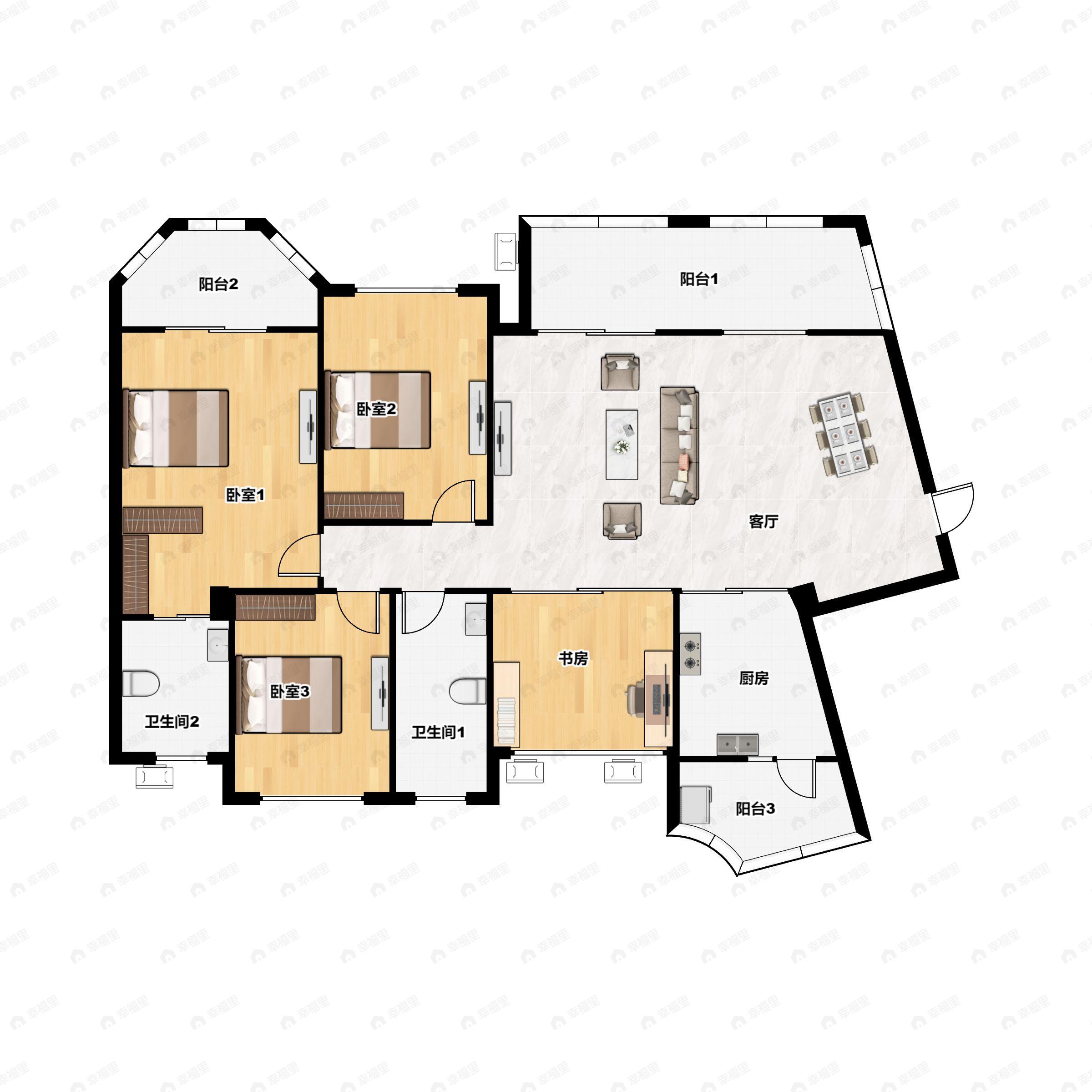 4室2厅2卫建面119平南户型图