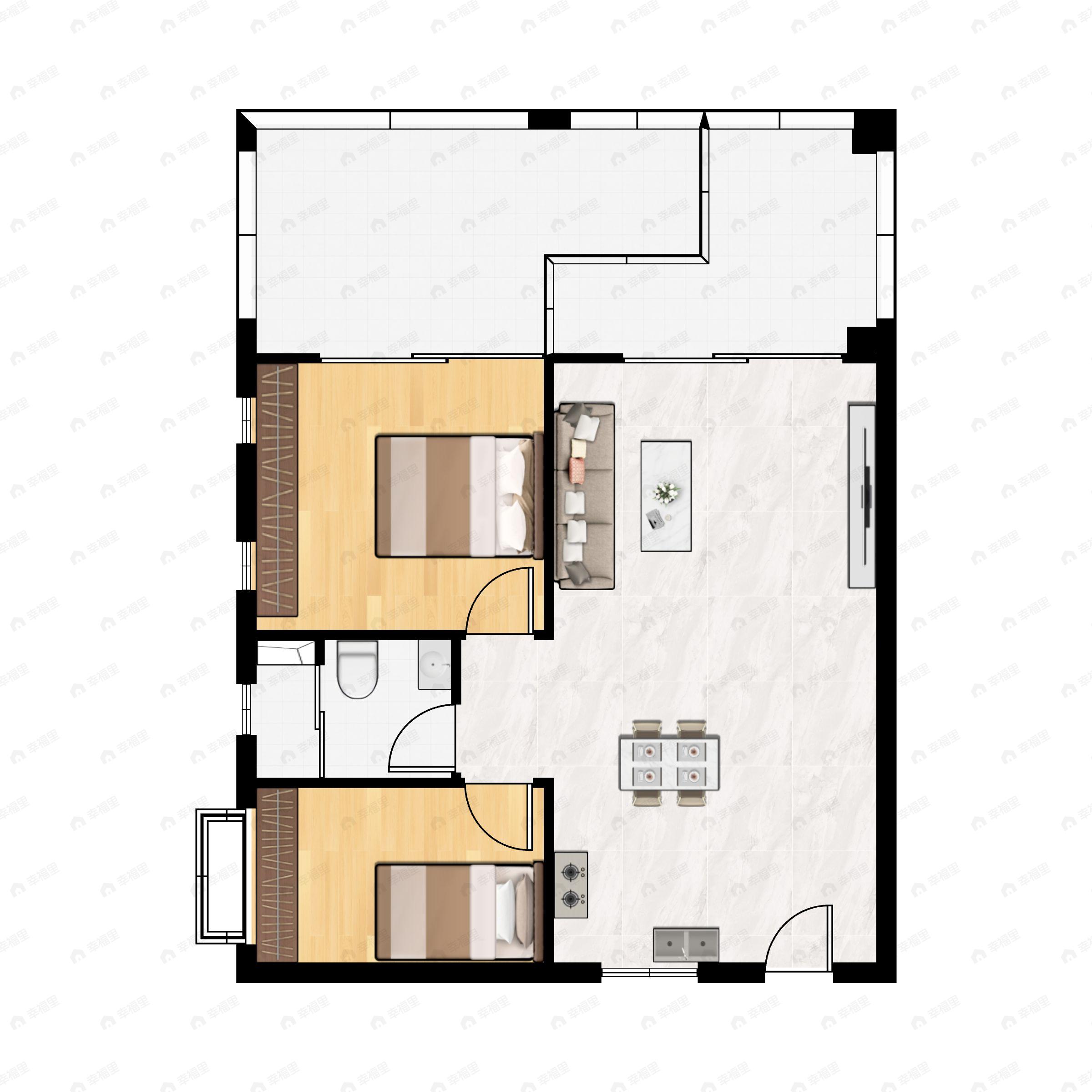 鹤鸣青云墅2室2厅1卫户型图