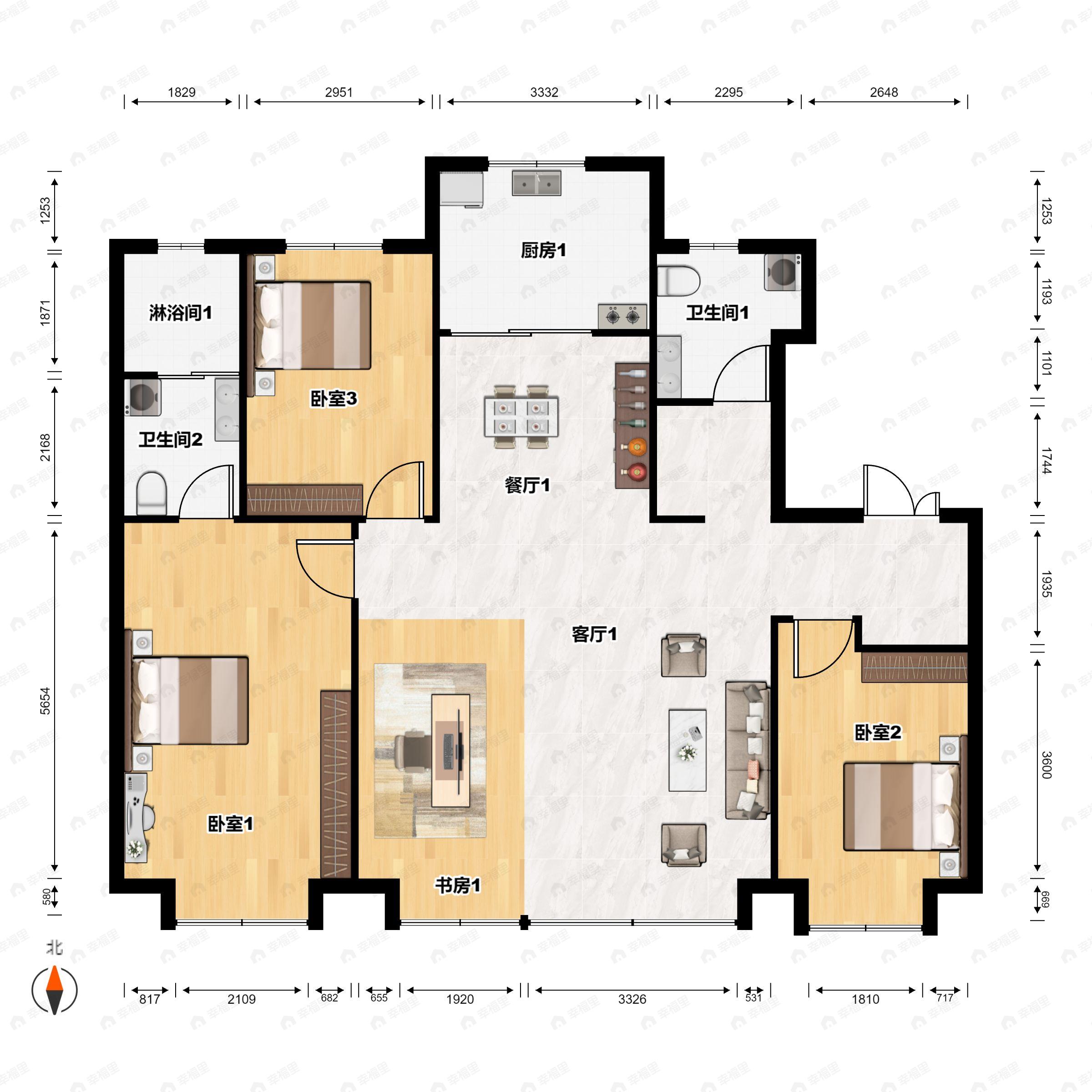 融创大河宸院3室2厅2卫户型图