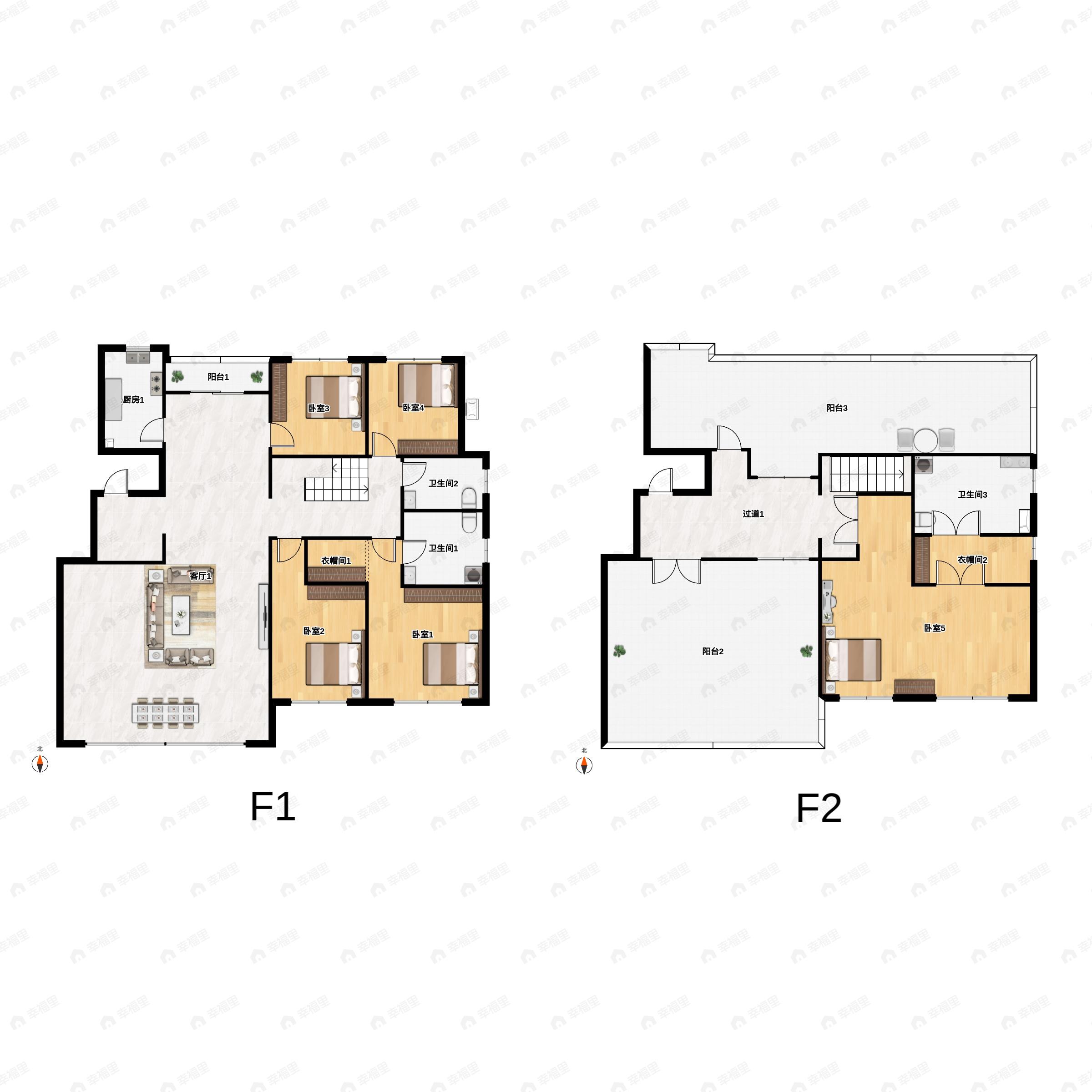 5室2厅3卫建面270平户型图