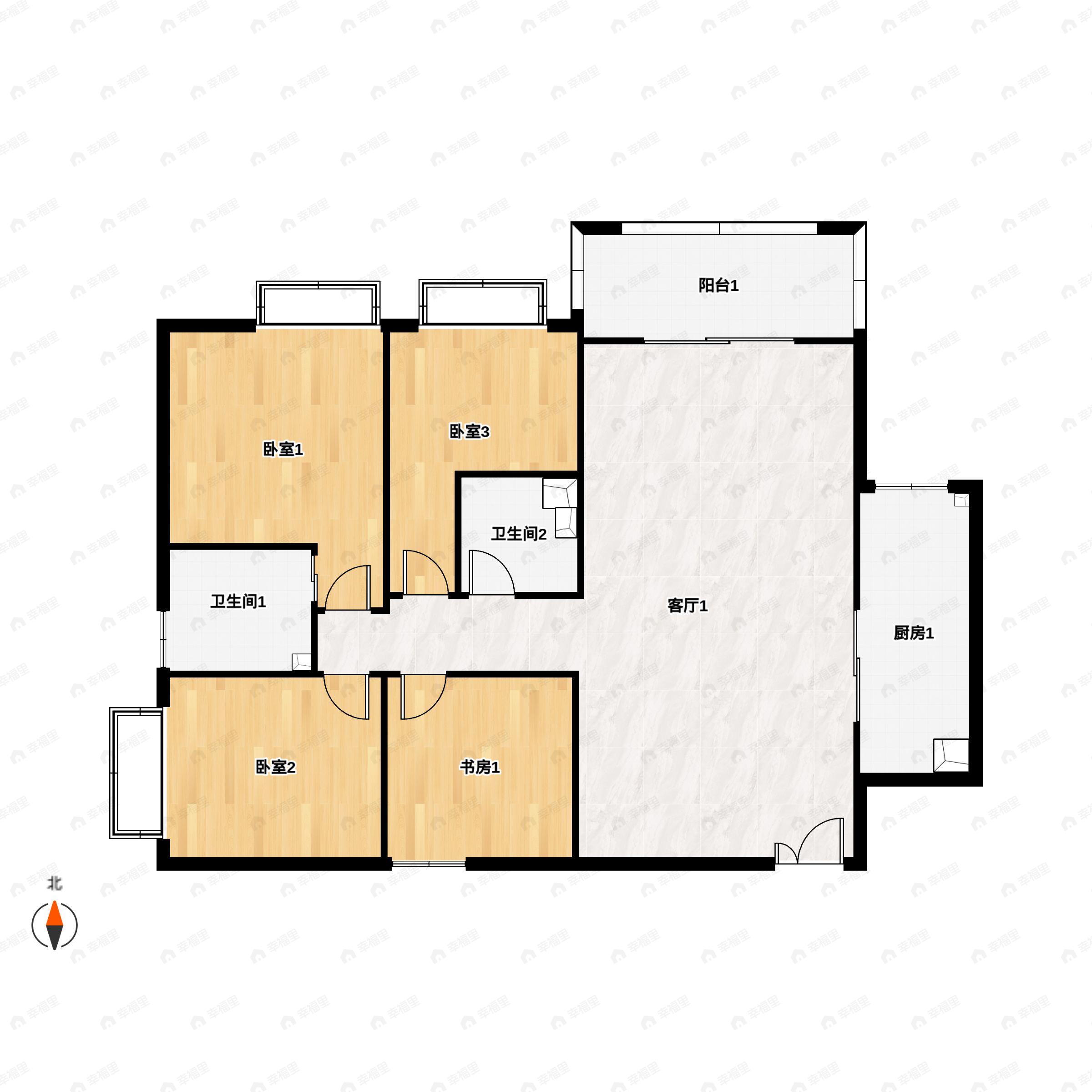 4室2厅2卫建面133平北户型图