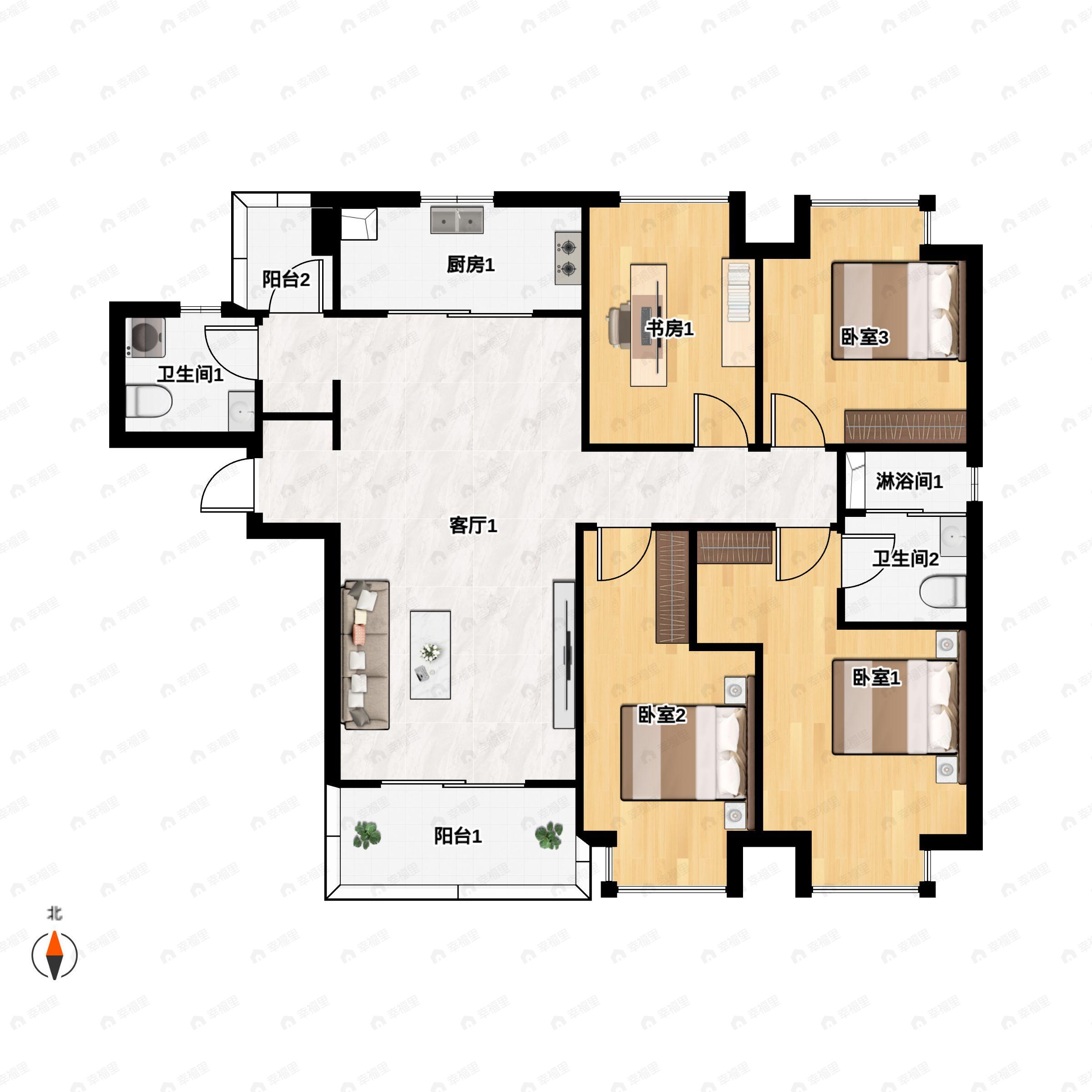 万科金域水岸4室2厅2卫户型图