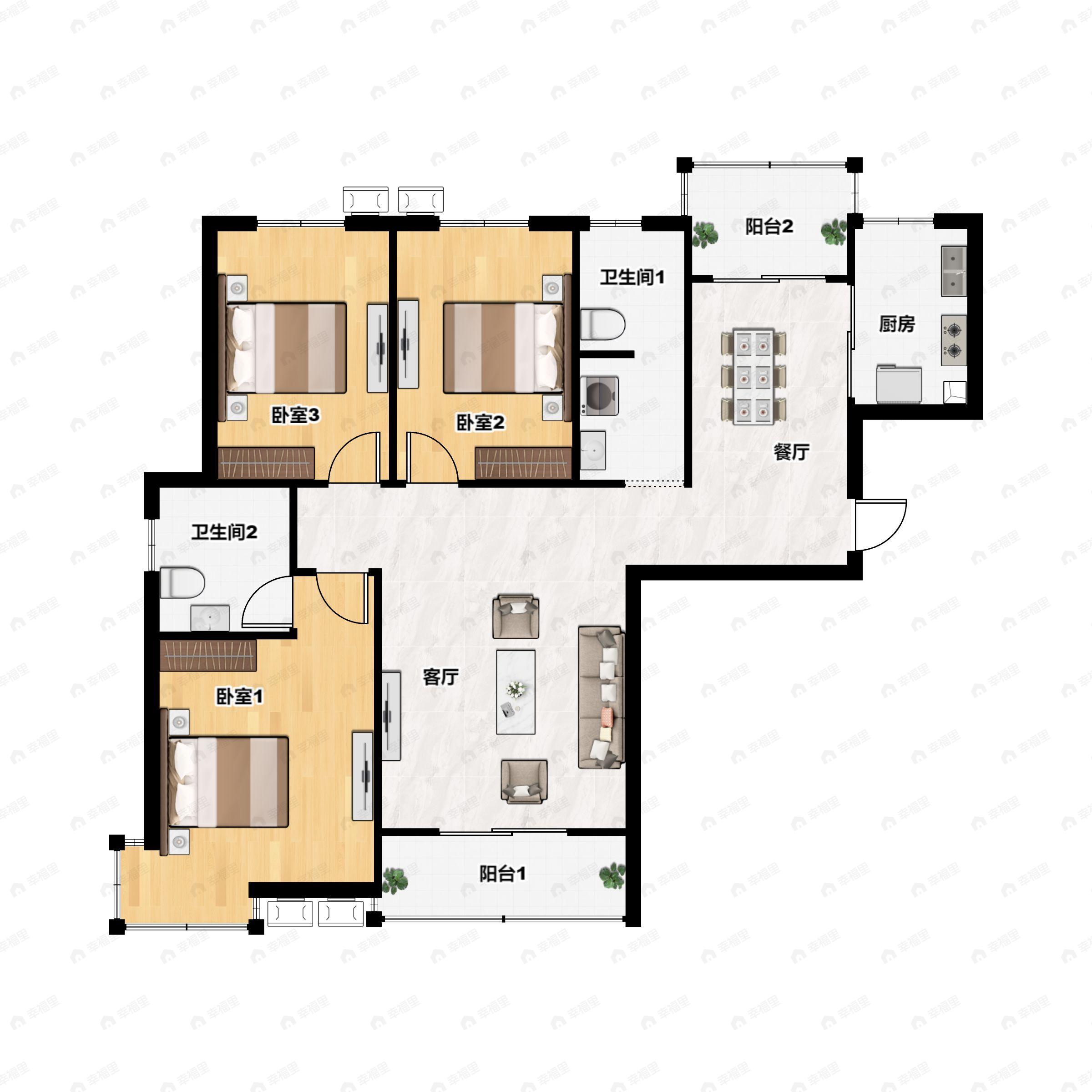 金恒基金帝城3室2厅2卫户型图