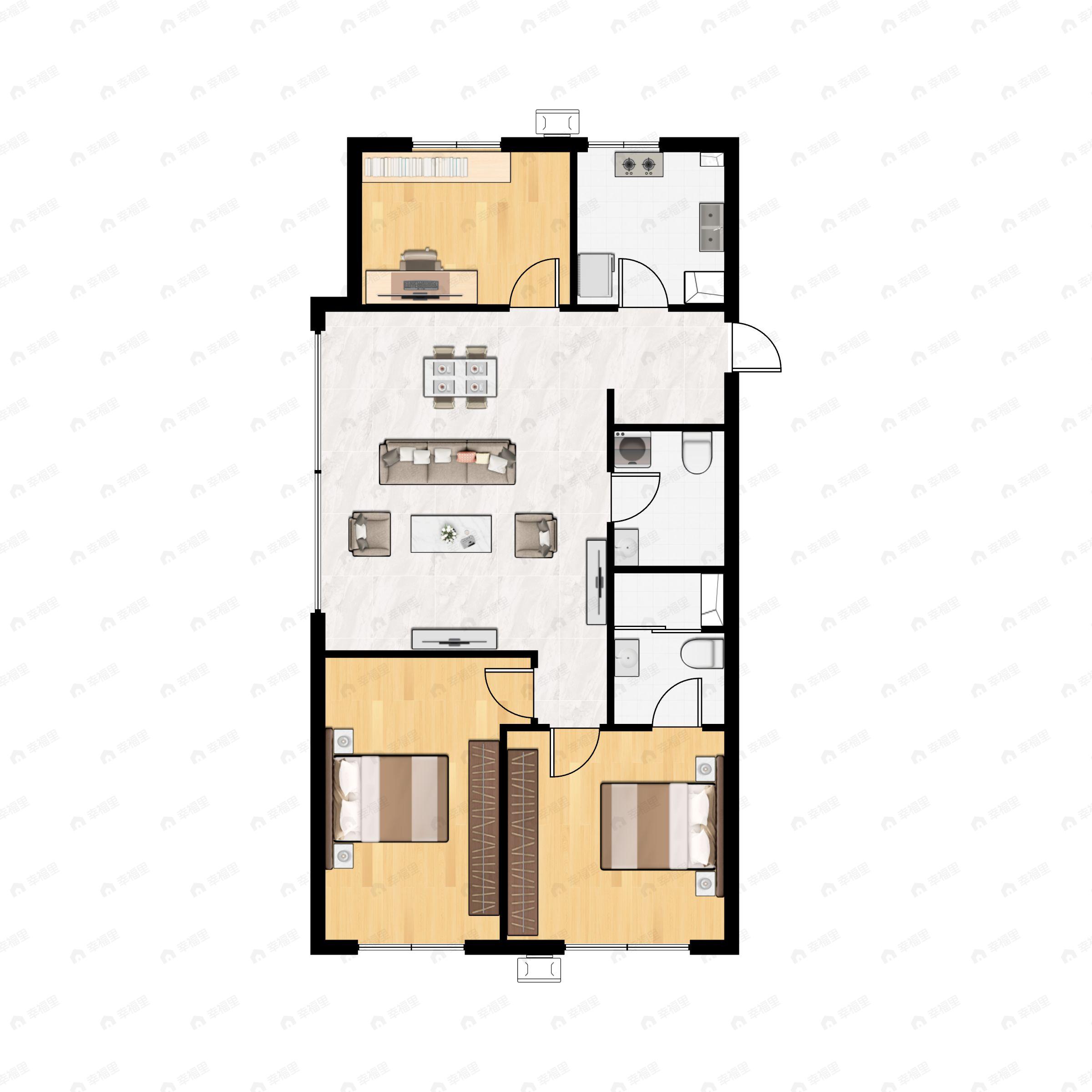3室2厅2卫建面114平户型图