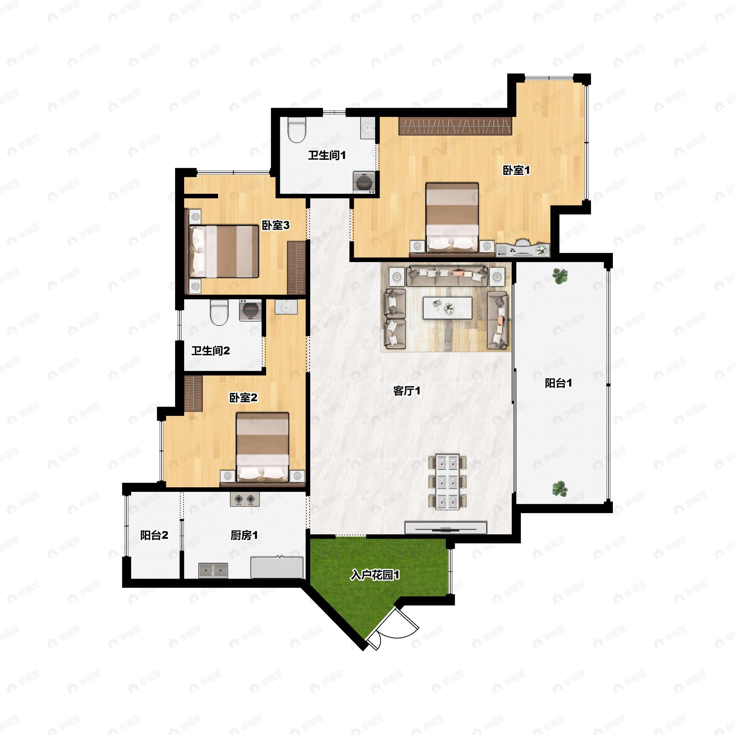 新鸿基悦城3室2厅2卫户型图