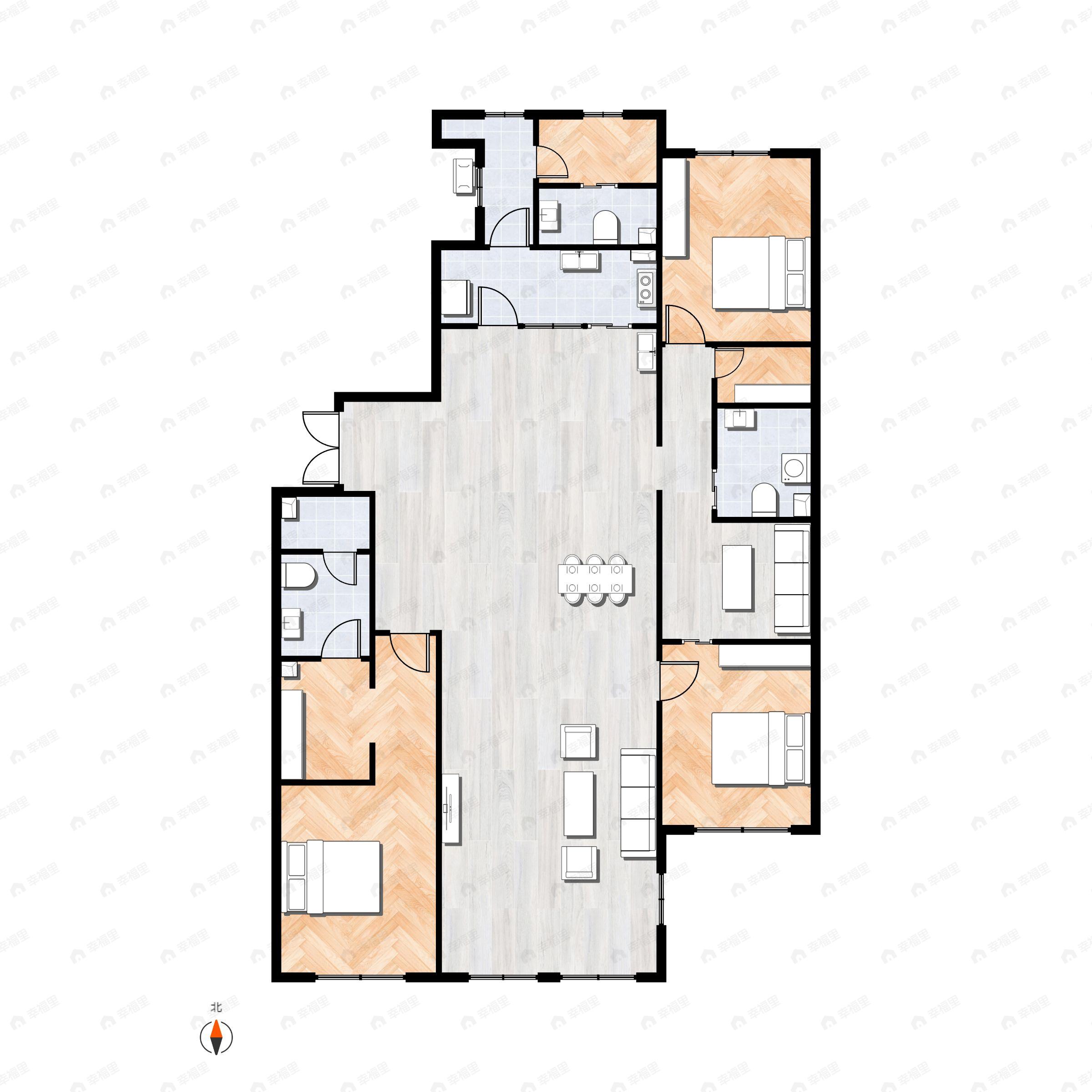 3室2厅3卫建面266平南户型图