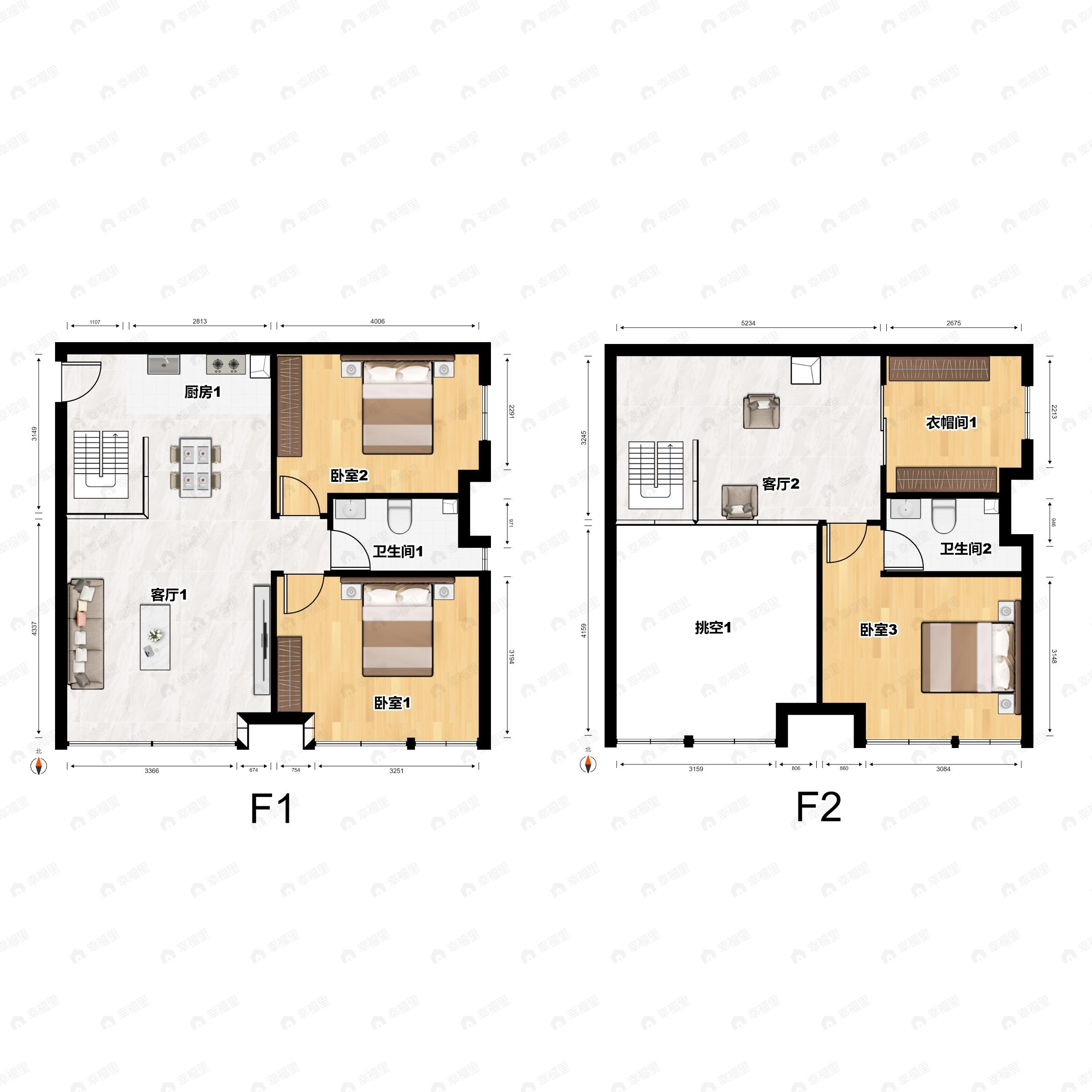3室2厅1卫建面101平户型图