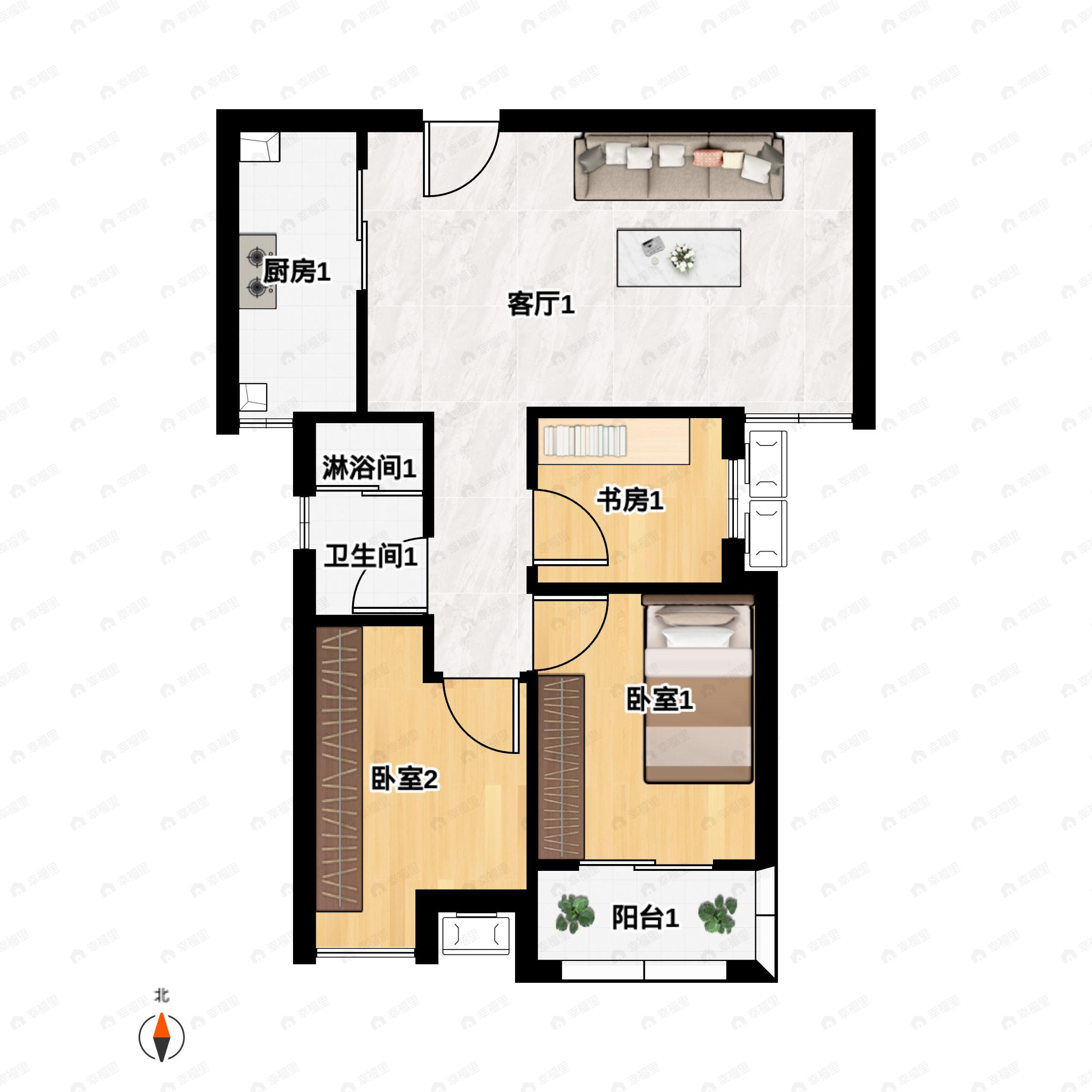 城投秀水青城3室2厅1卫户型图