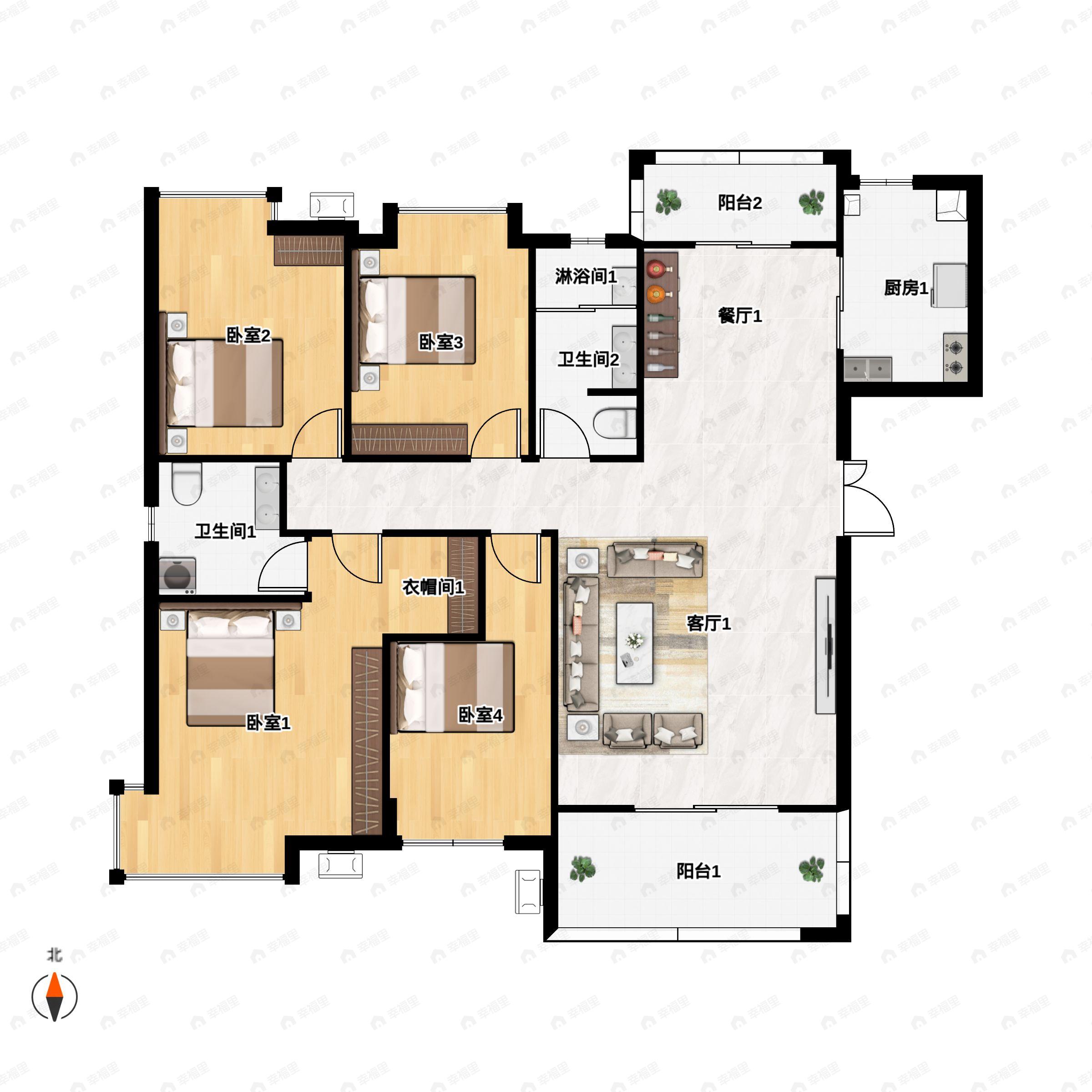 湘林熙水豪庭4室2厅2卫户型图