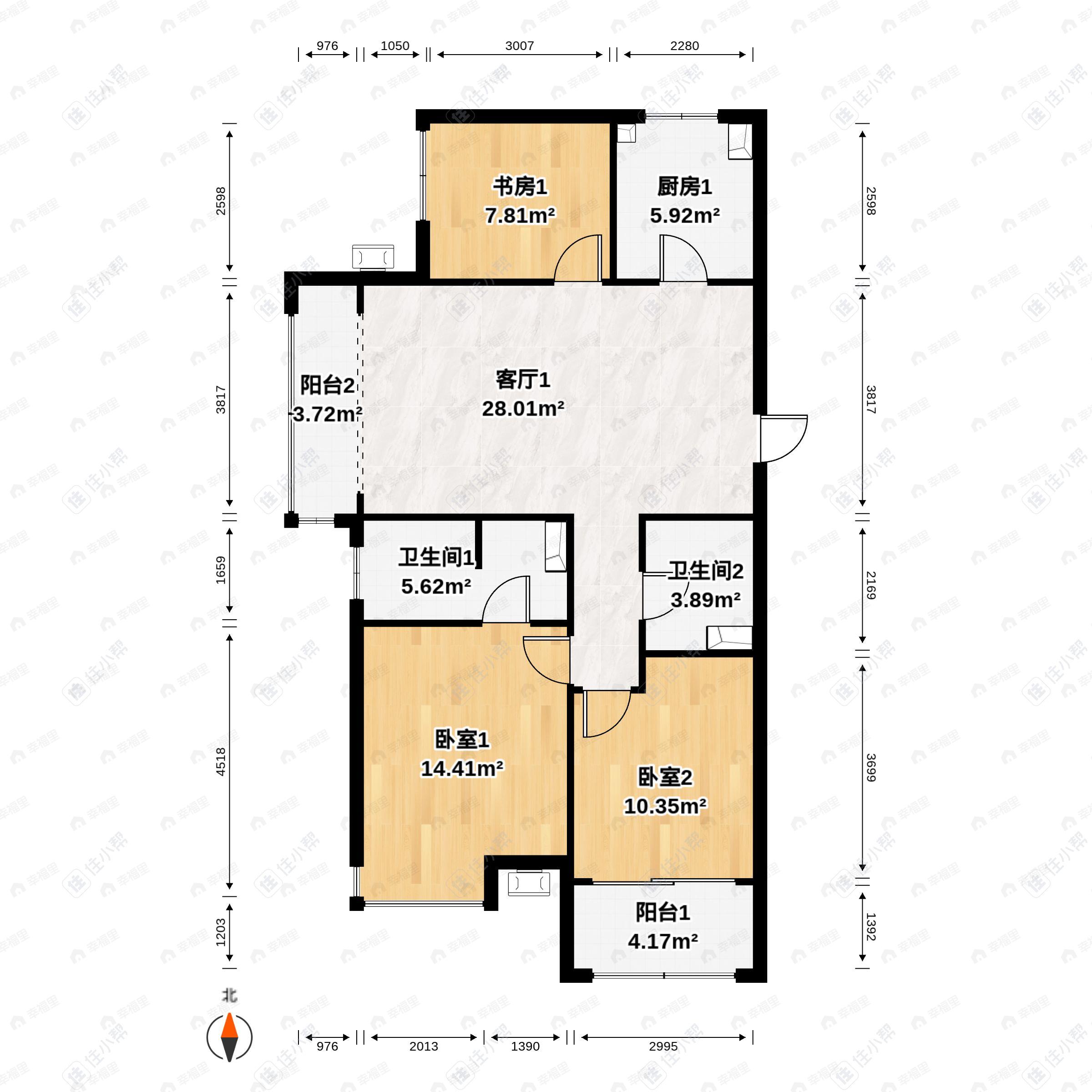 3室2厅2卫建面117平undefined户型图