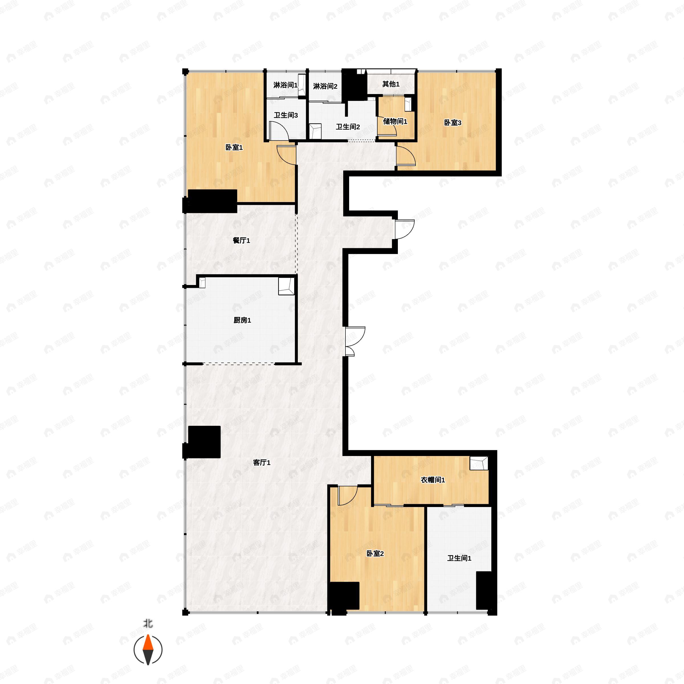4室2厅3卫建面328平户型图