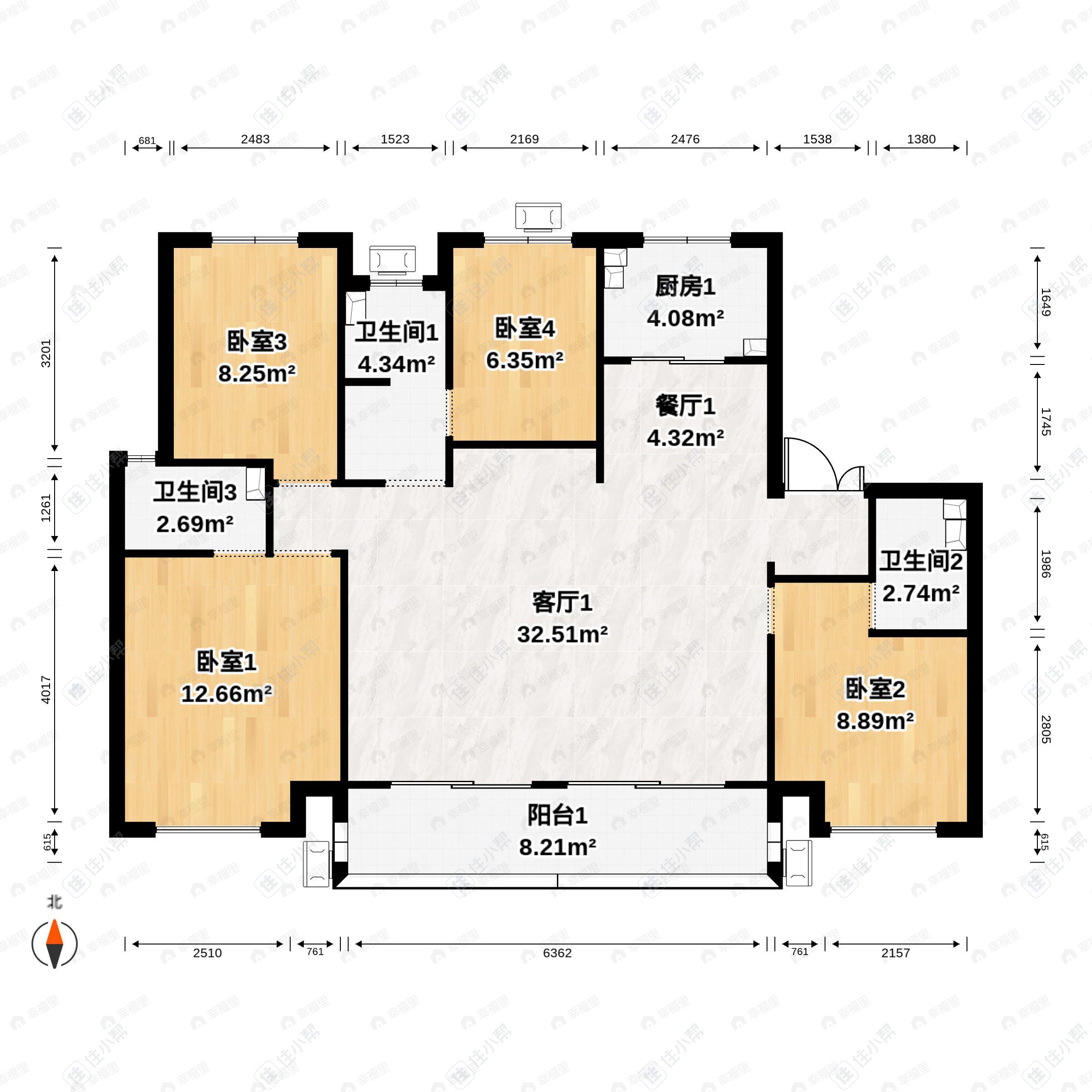 建业定鼎府4室2厅3卫户型图