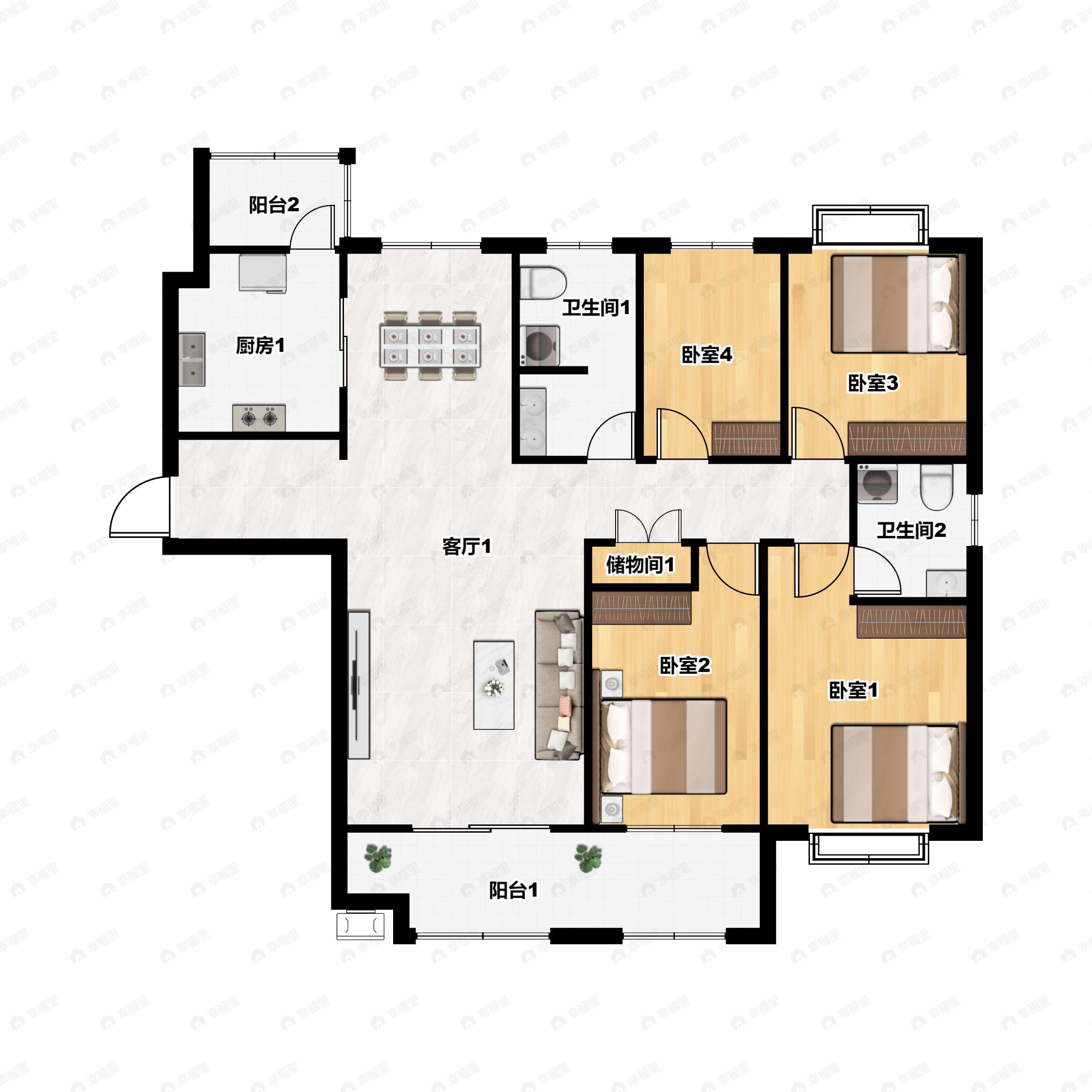 燕京花园四期4室2厅2卫户型图