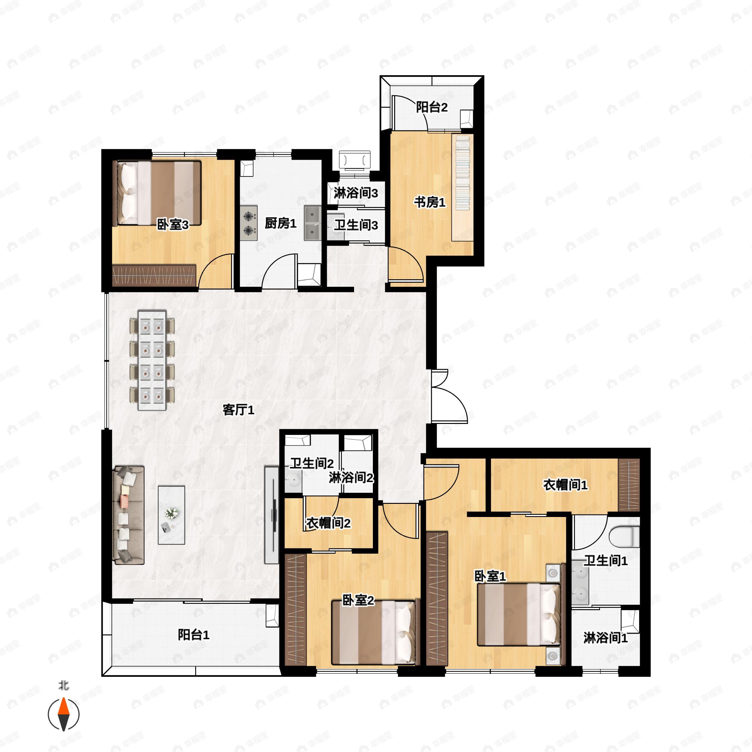 中信泰富滨江金融城4室2厅3卫户型图