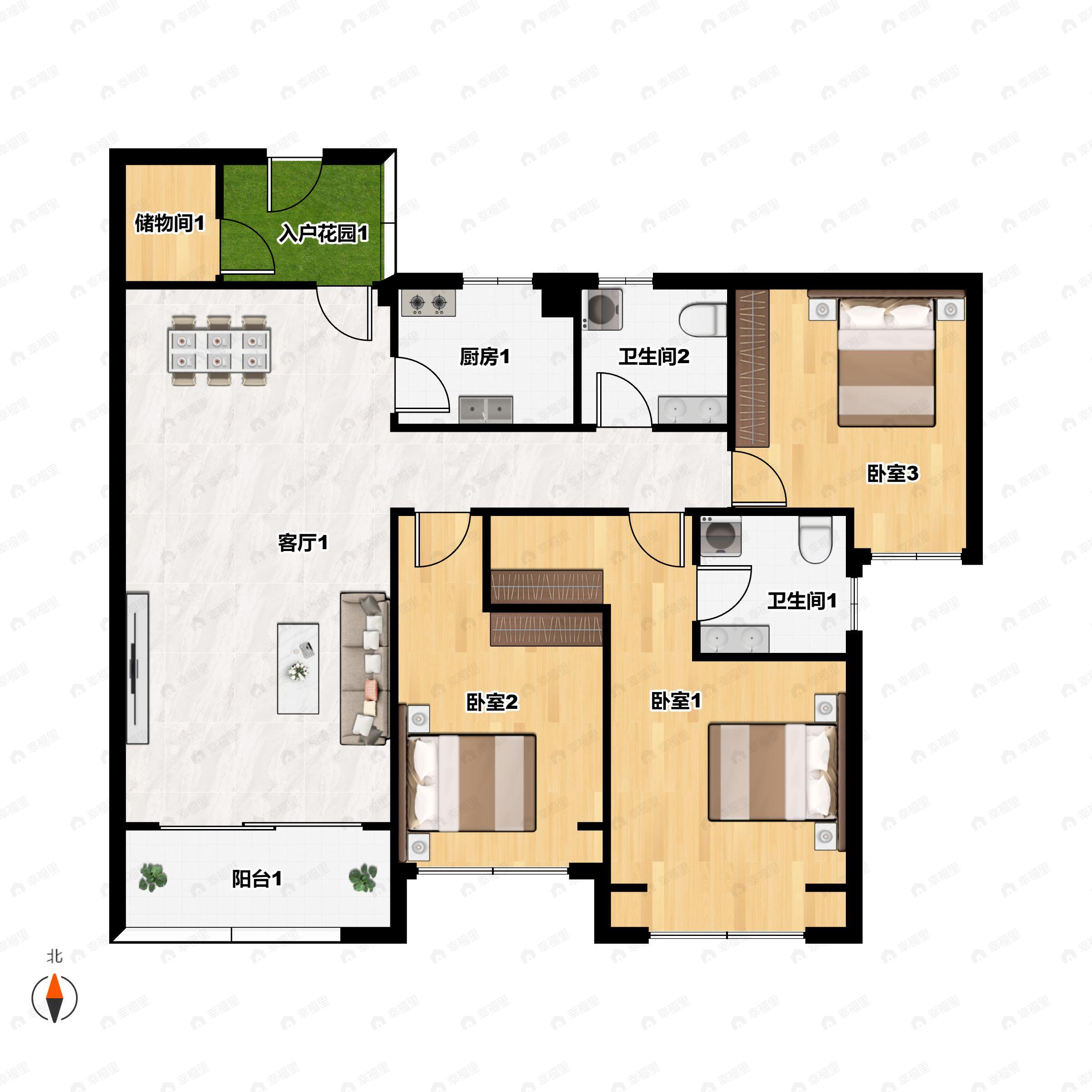 凯旋荟3室2厅2卫户型图