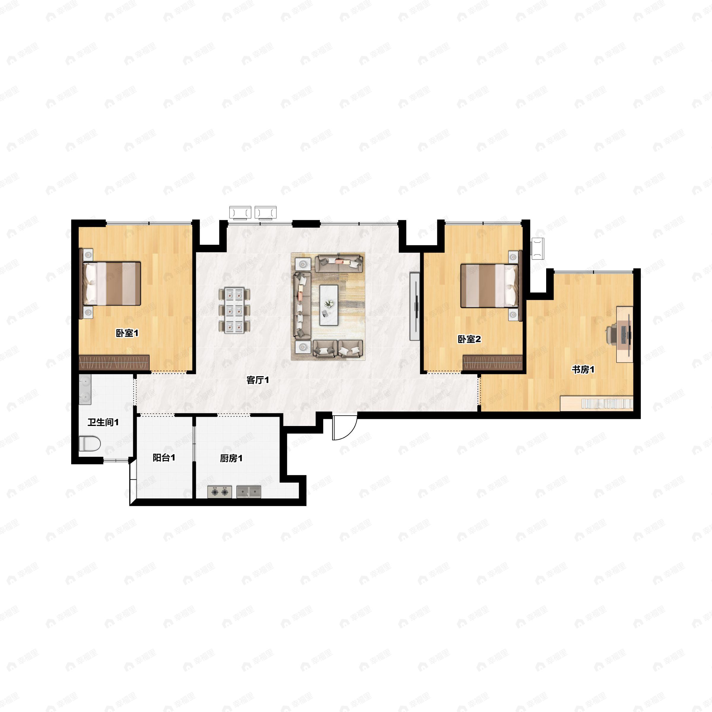正荣朗基悦江湾3室2厅1卫户型图