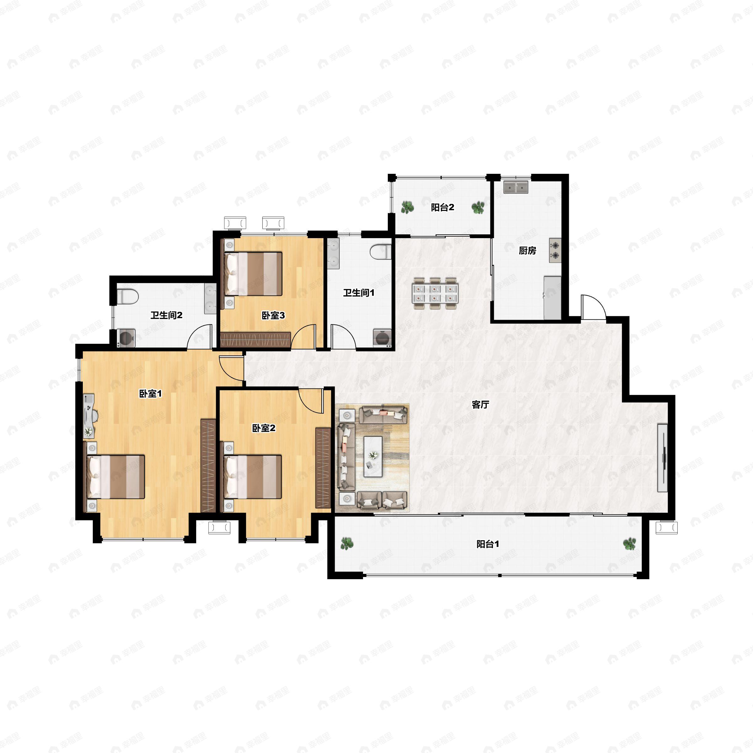 4室2厅2卫建面143平南|北户型图