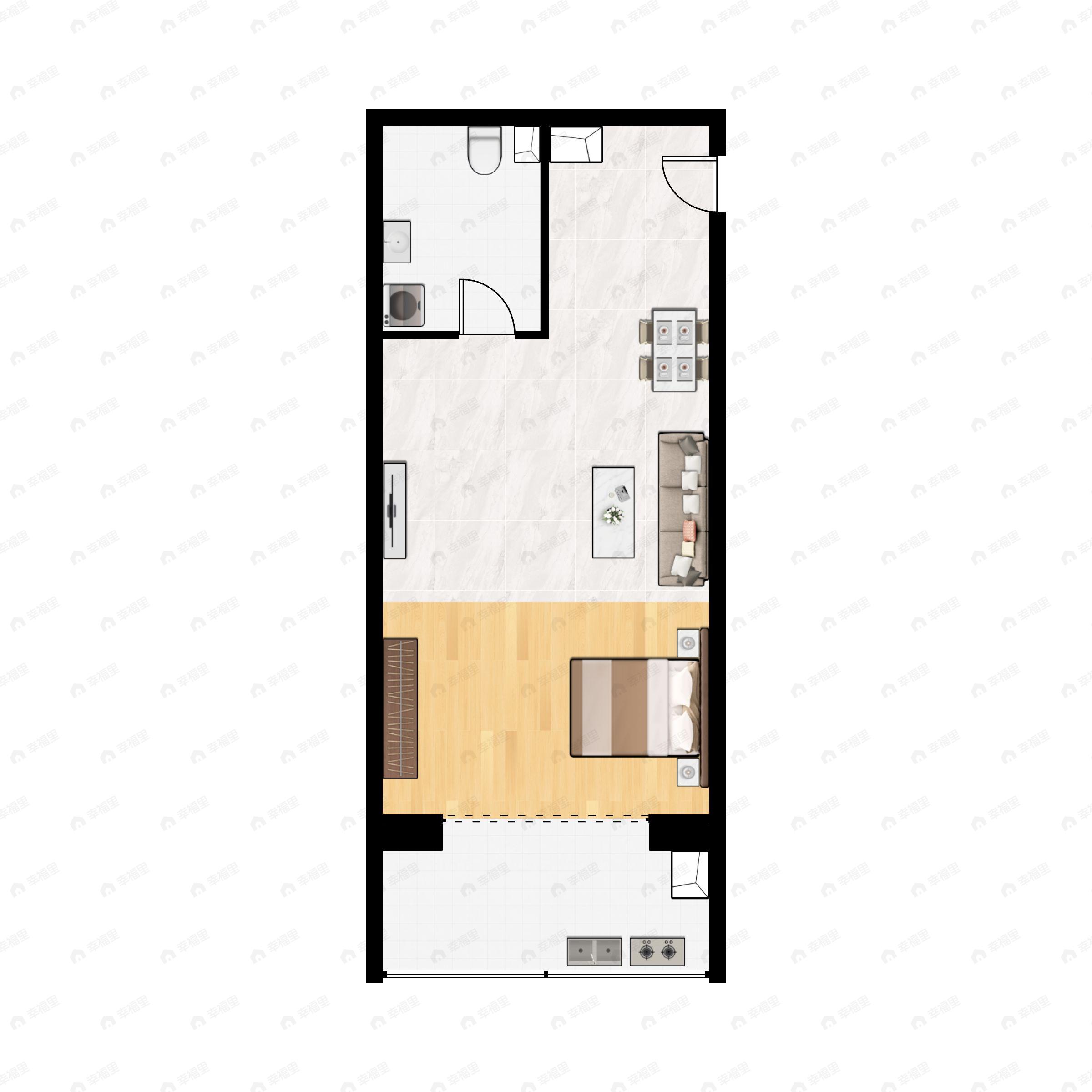 1室1厅1卫建面50平户型图