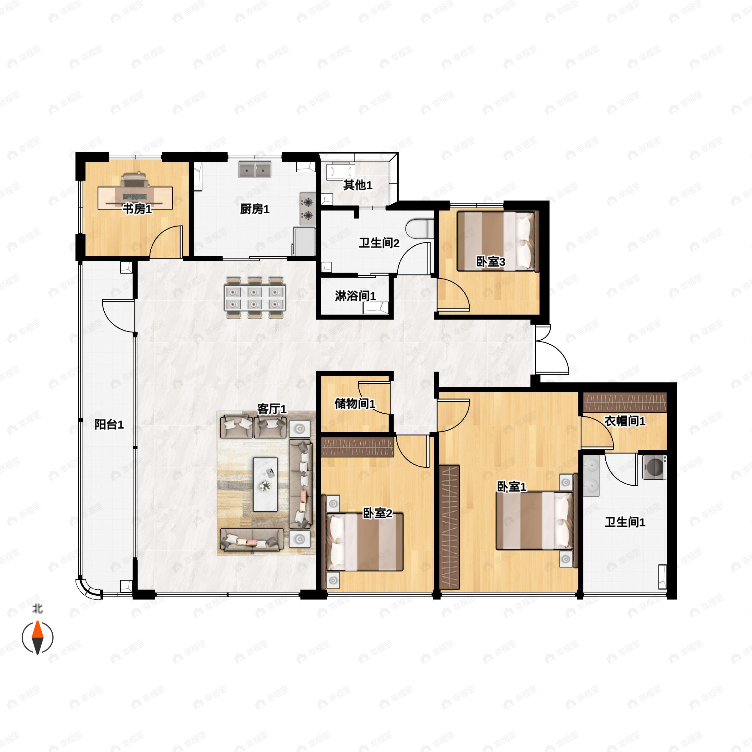 4室2厅2卫建面188平户型图