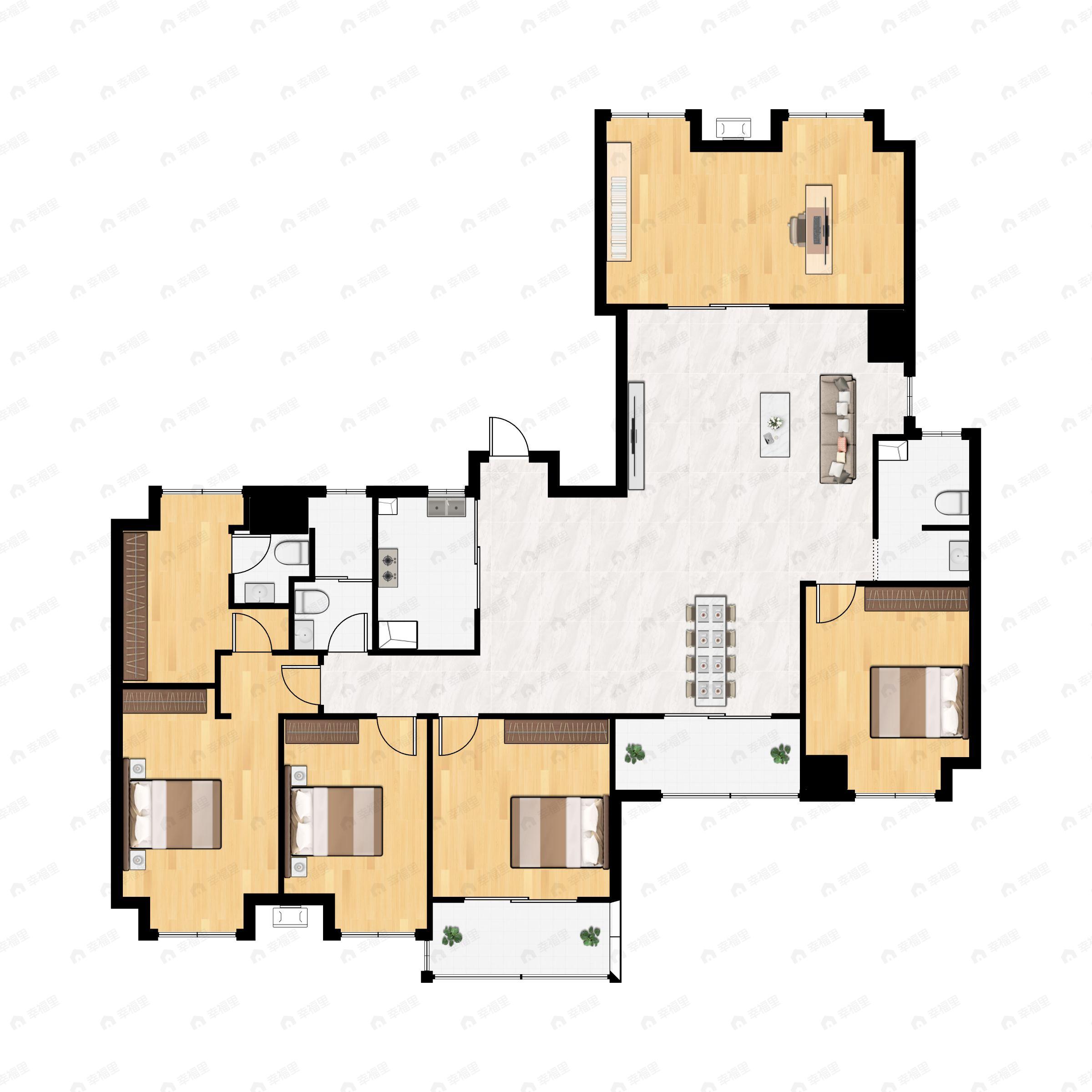 5室2厅3卫建面188平户型图