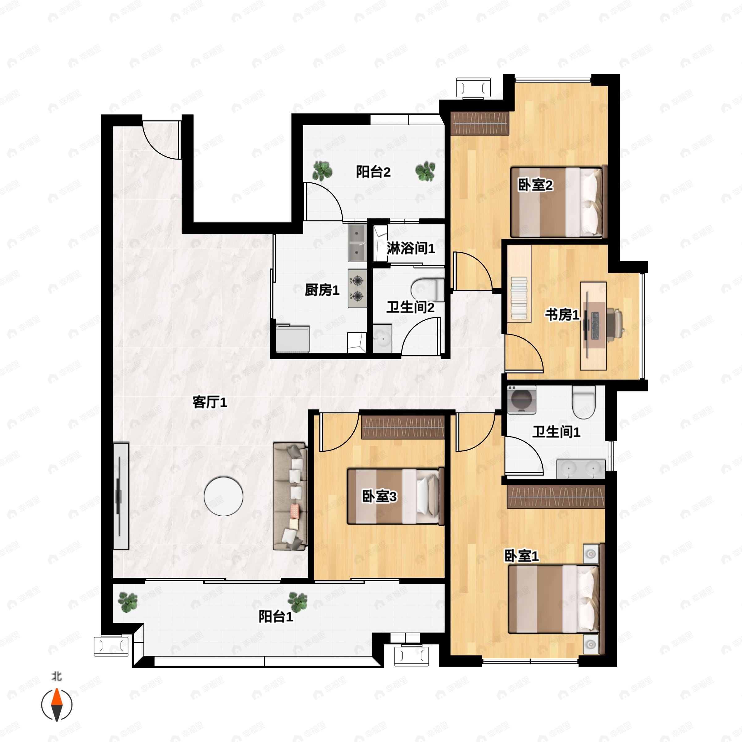 4室2厅2卫建面146平户型图