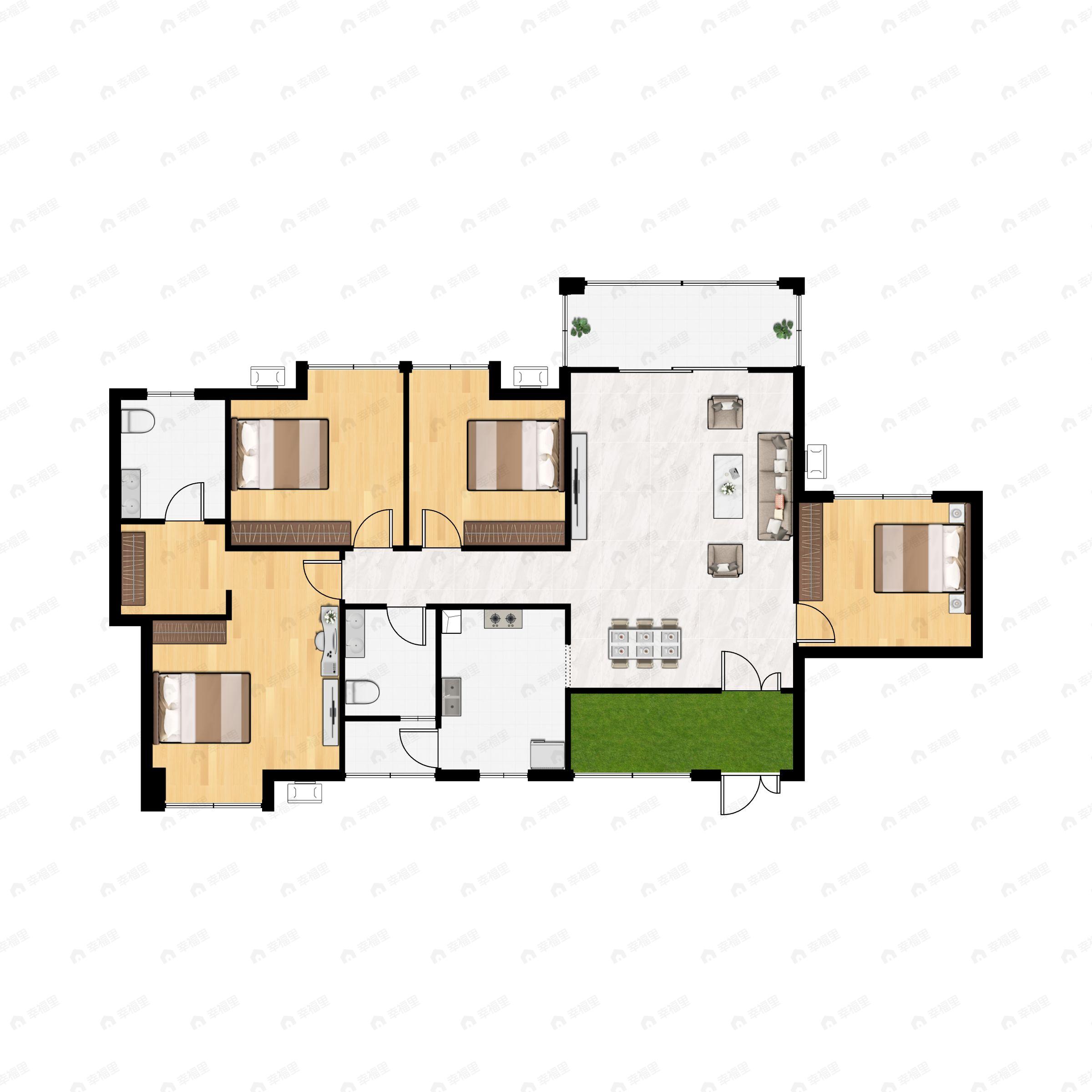 4室2厅2卫建面135平南户型图