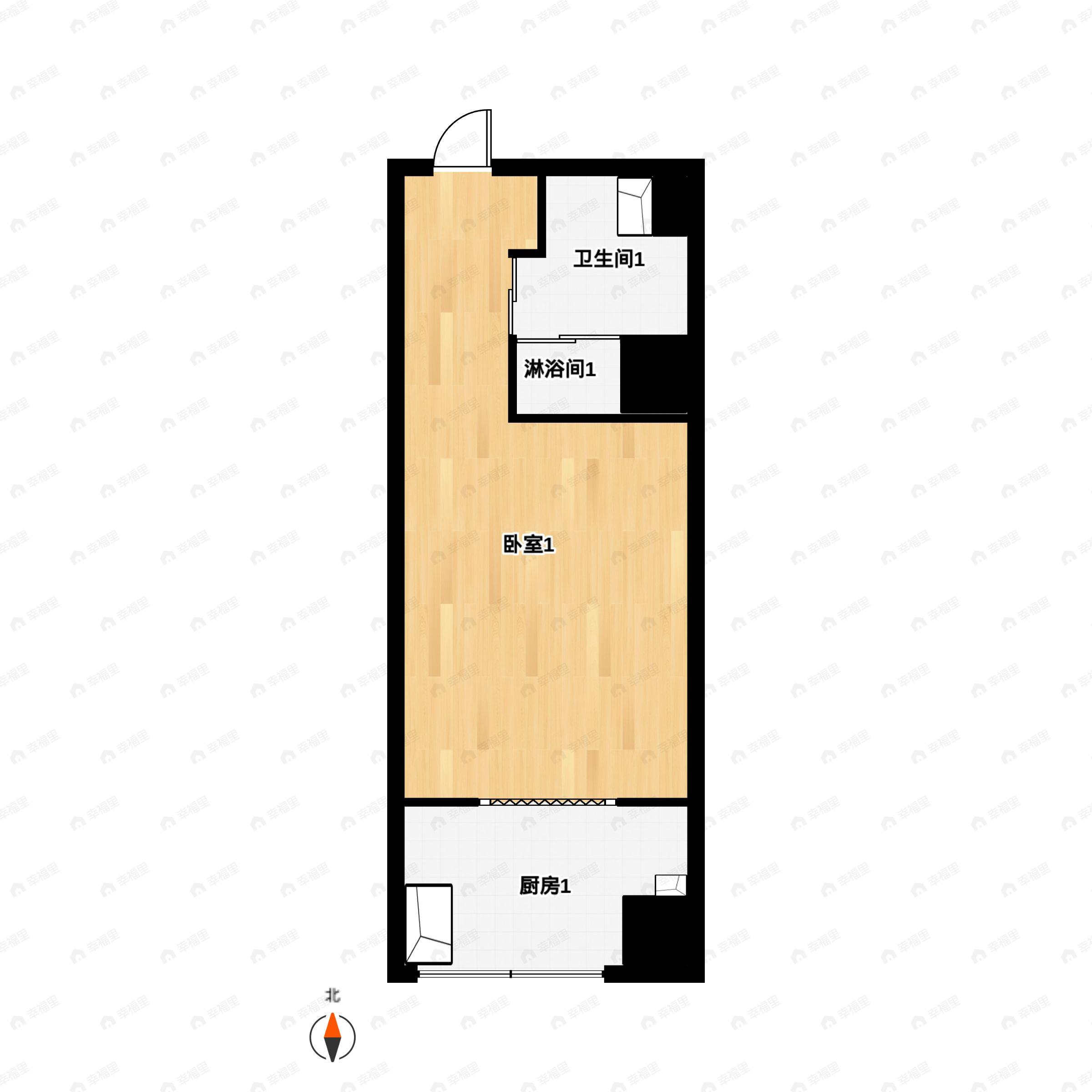 1室1厅1卫建面35平东北|北|西|西南|南|东南|东户型图