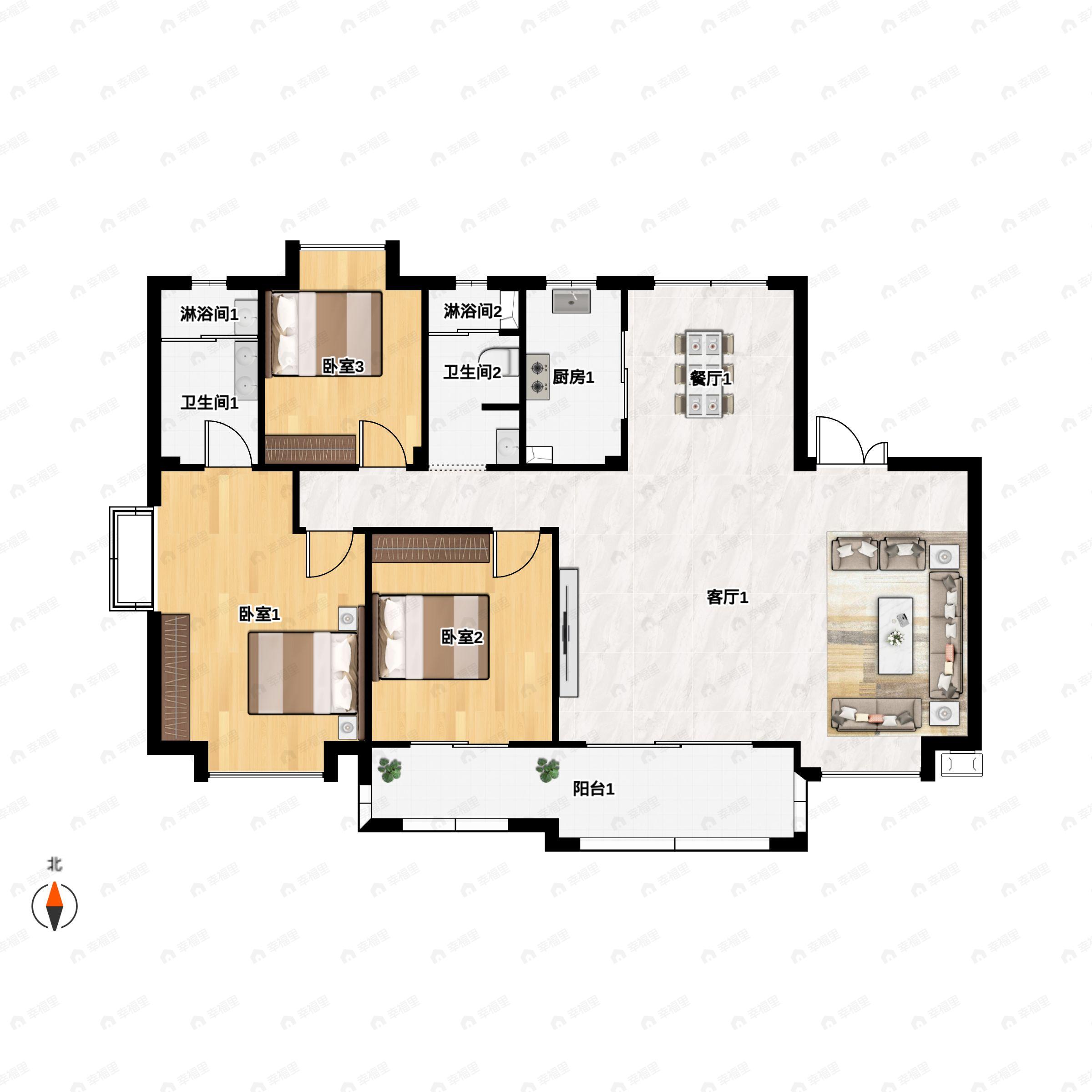 托斯卡纳小镇4室2厅2卫户型图