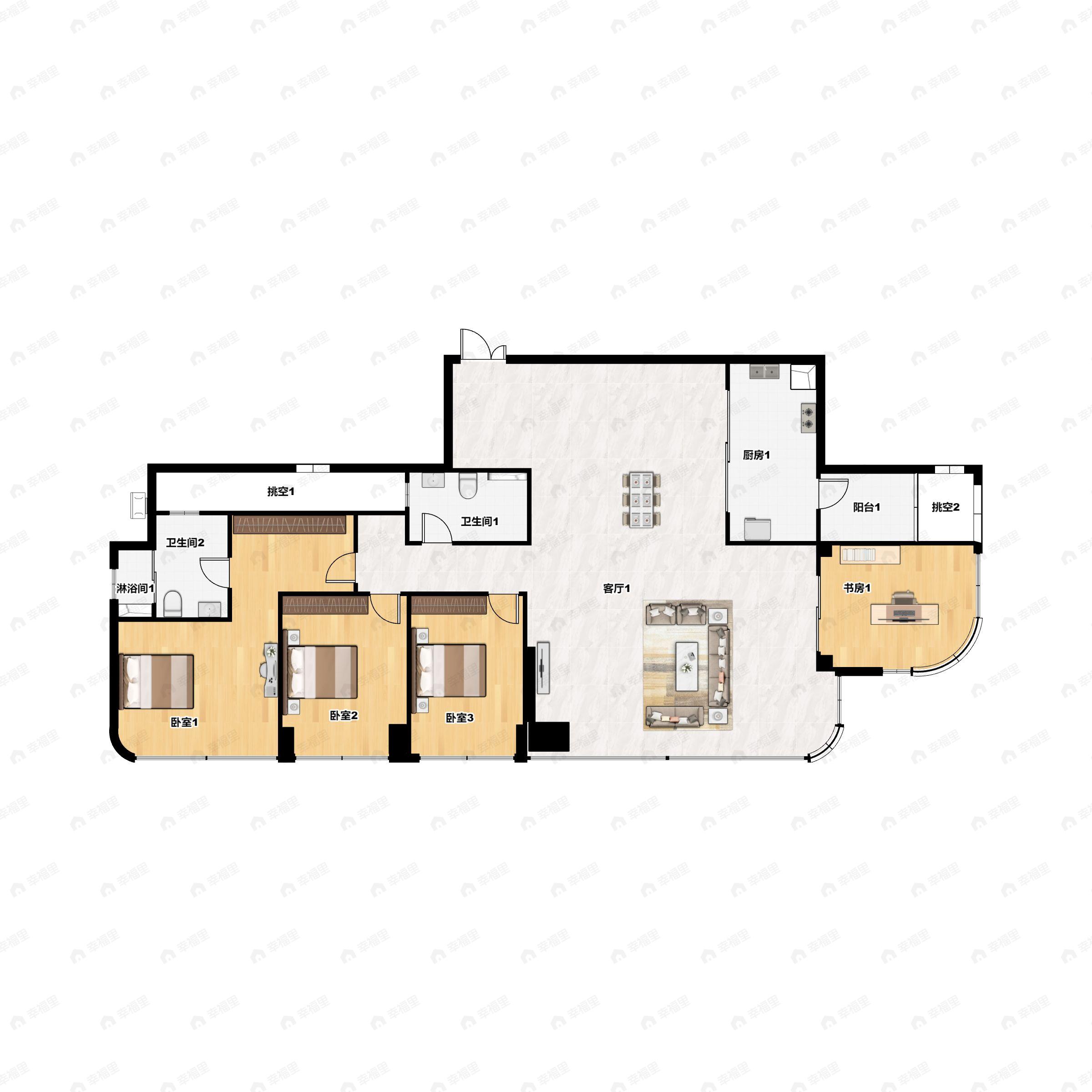 4室2厅2卫建面165平户型图