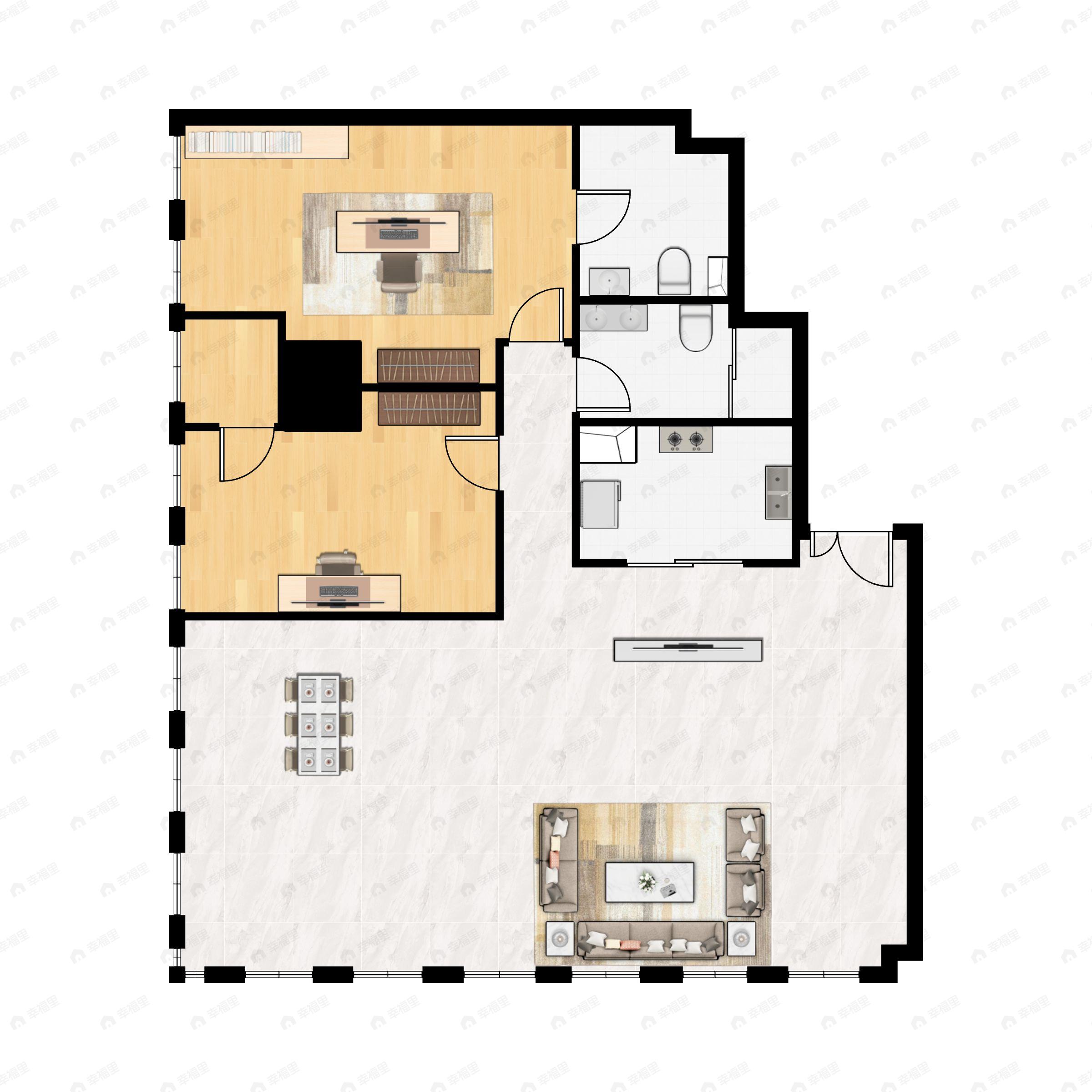 2室2厅2卫建面188平户型图