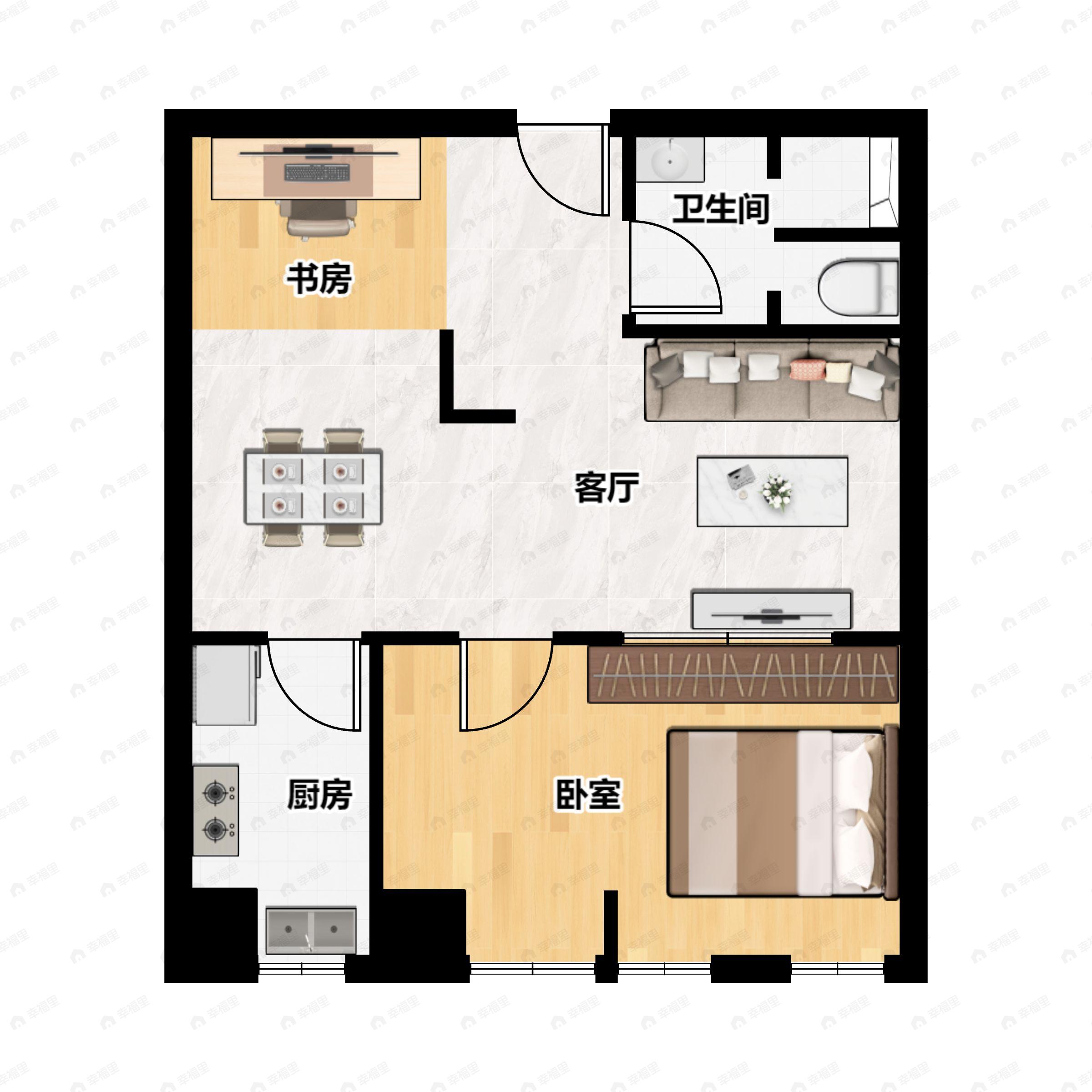 2室2厅1卫建面72平户型图