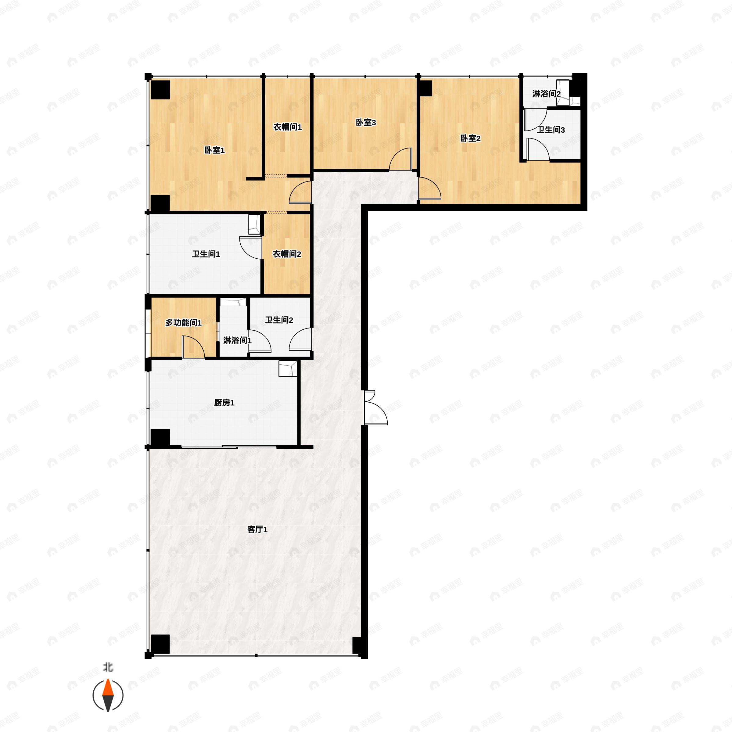 天府公园未来城3室2厅3卫户型图