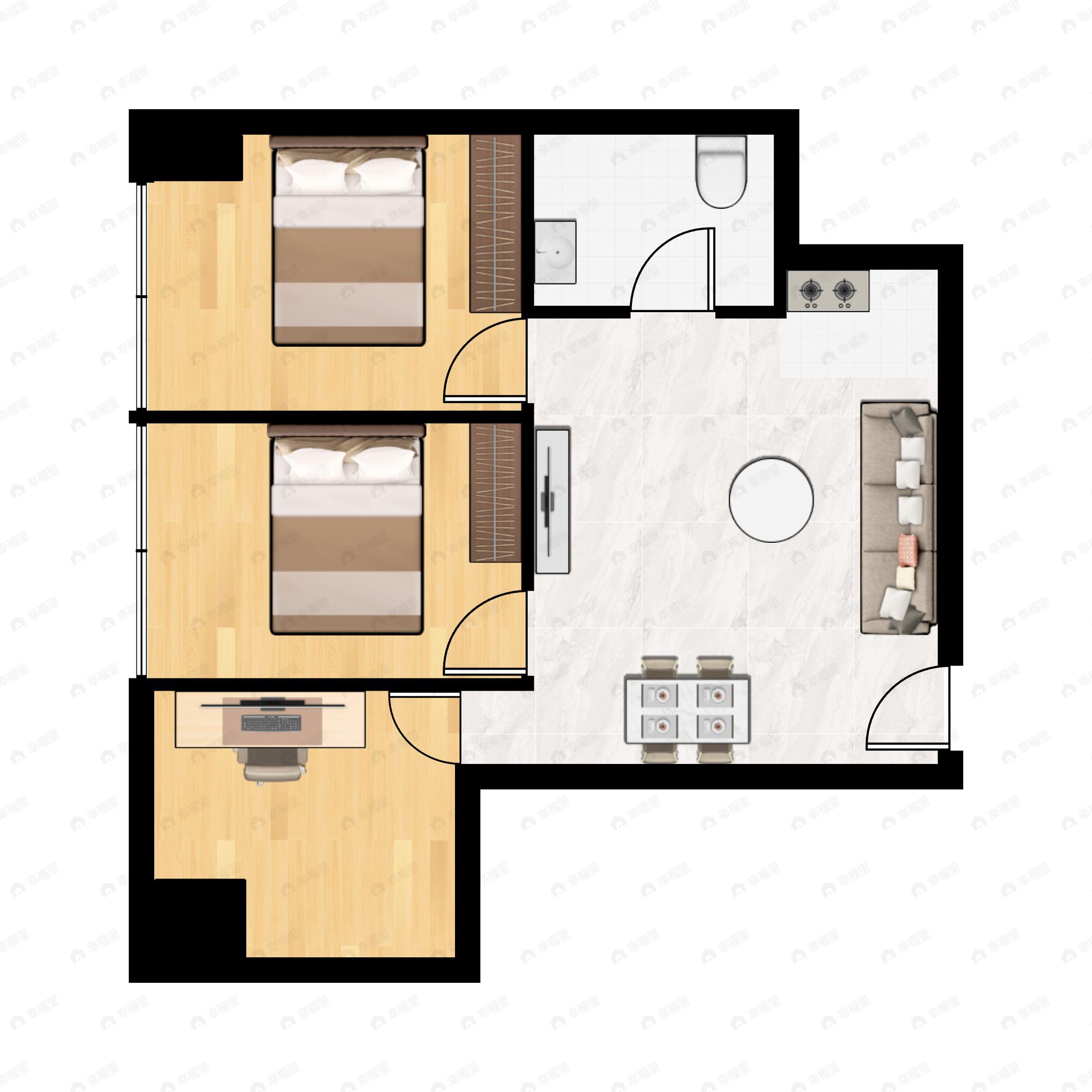 3室1厅1卫建面90平户型图