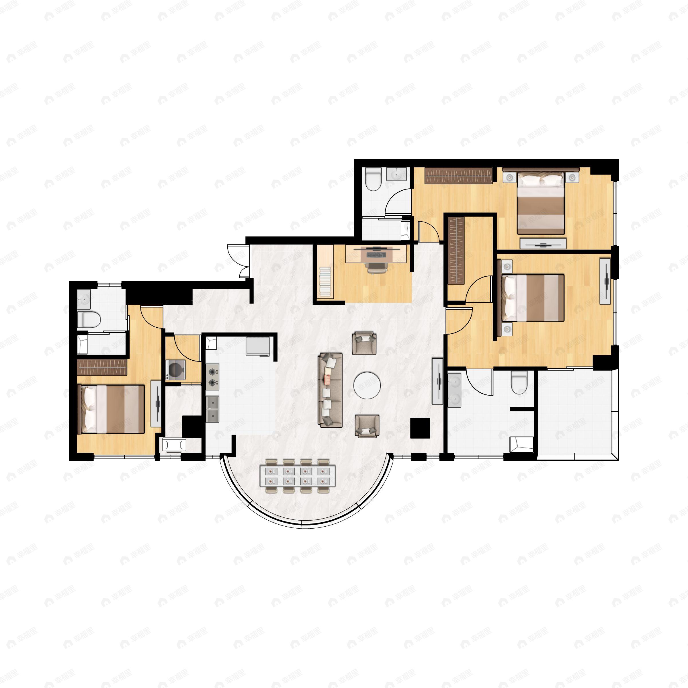 4室2厅3卫建面255平户型图