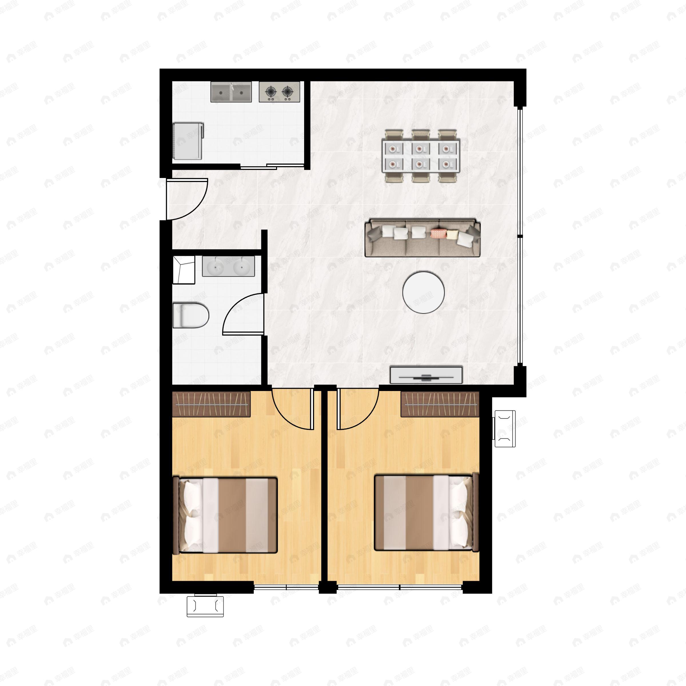 2室2厅1卫建面73平东南户型图