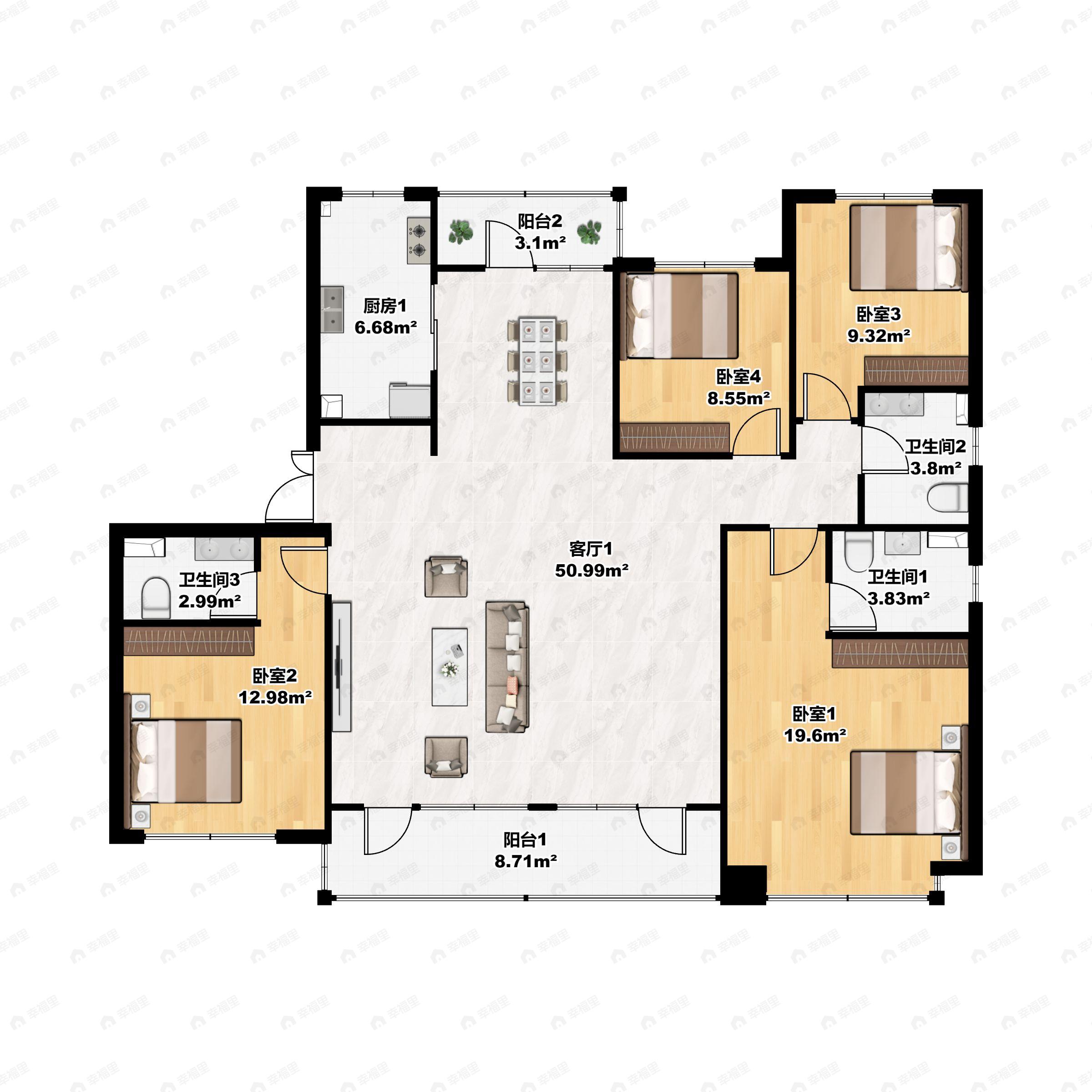 祥生未来城4室3厅3卫户型图
