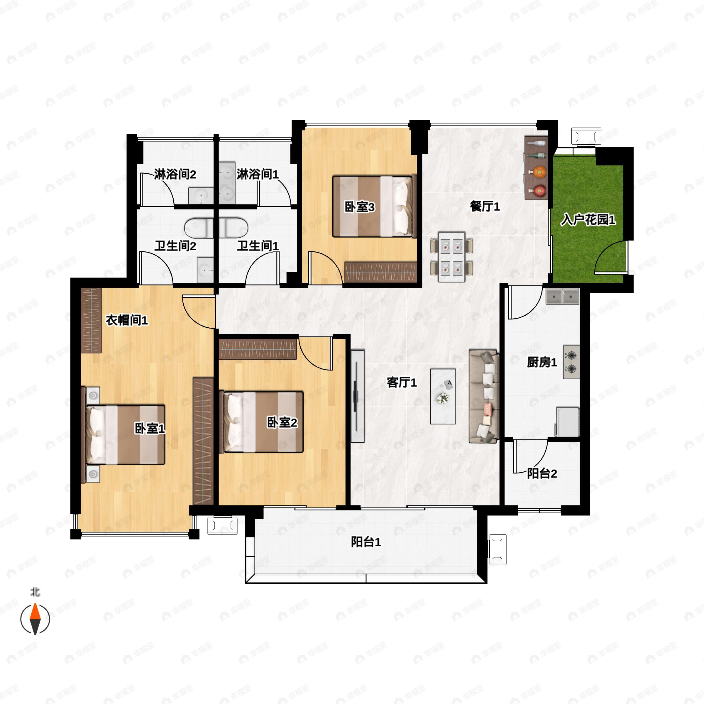 林隐天下3室2厅2卫户型图