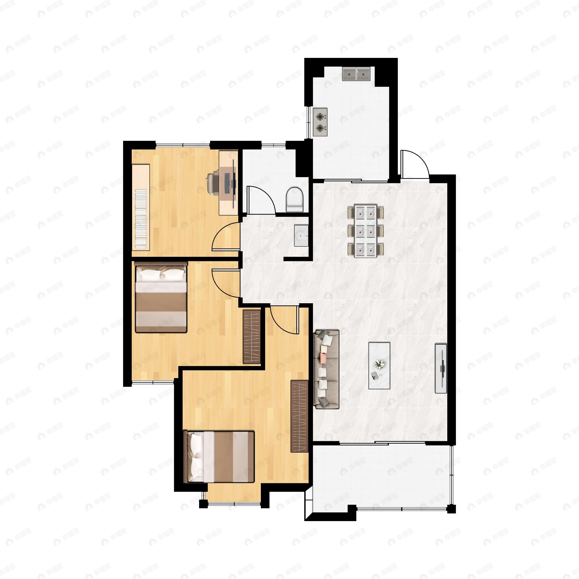 3室2厅1卫建面108平南户型图