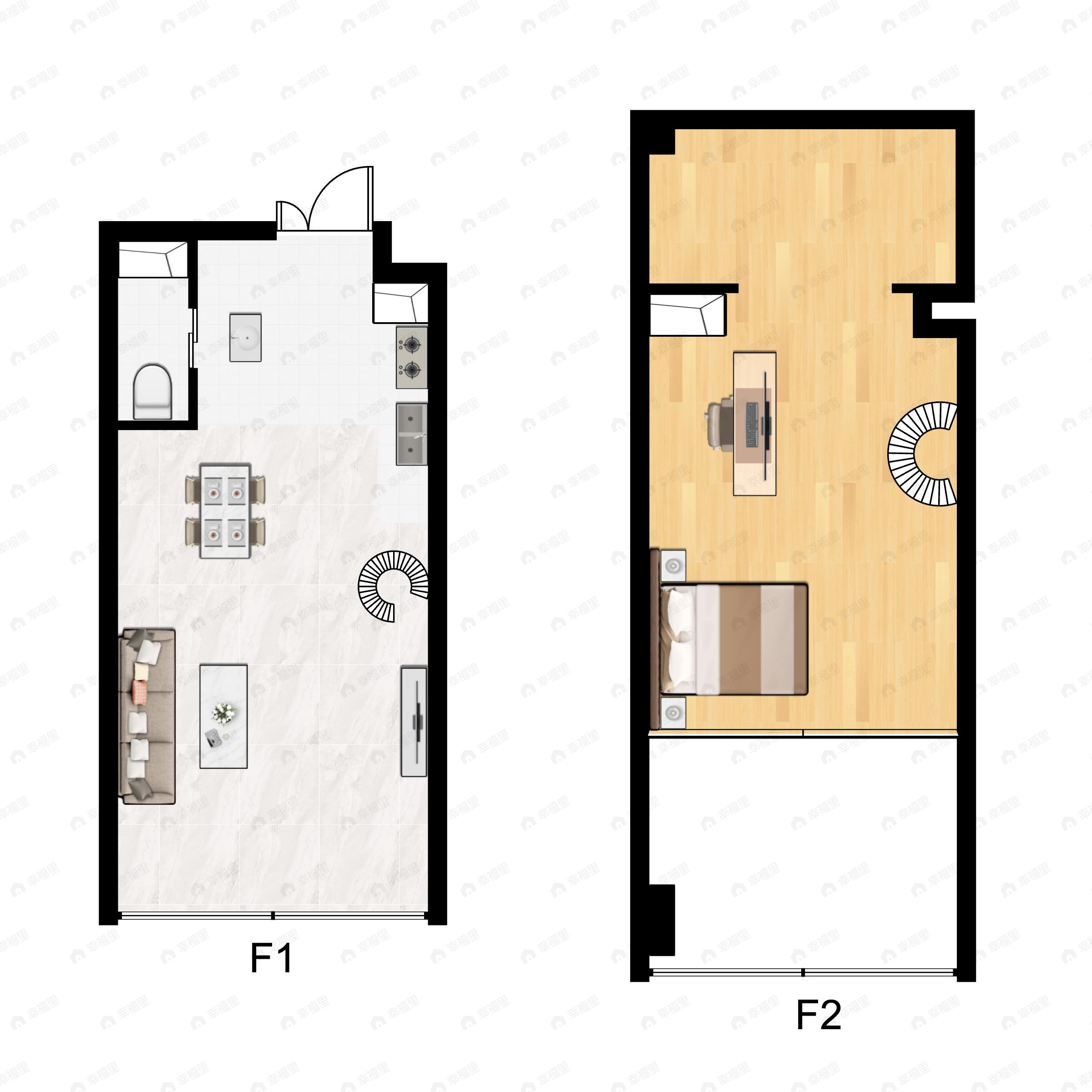 1室1厅1卫建面57平户型图