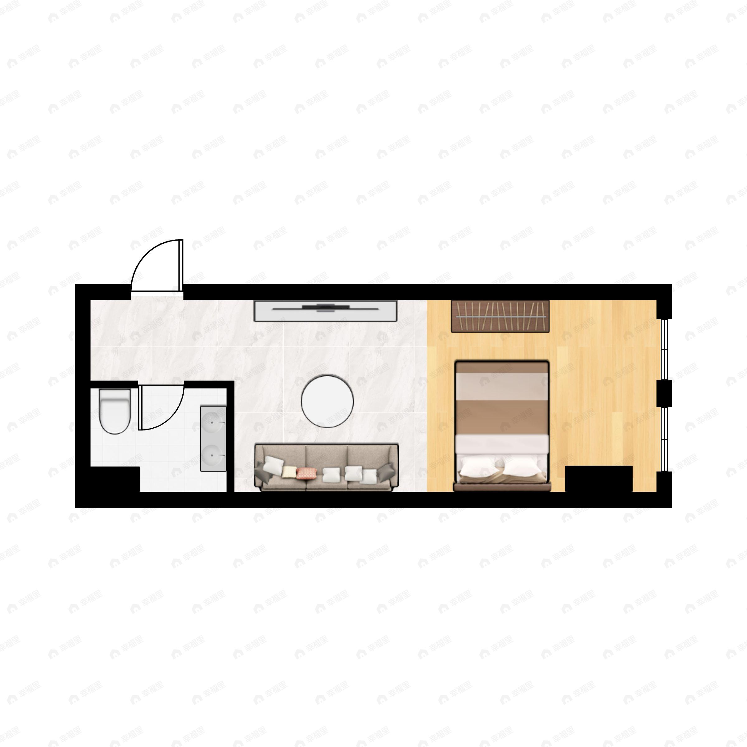 1室1厅1卫建面40m²东户型图